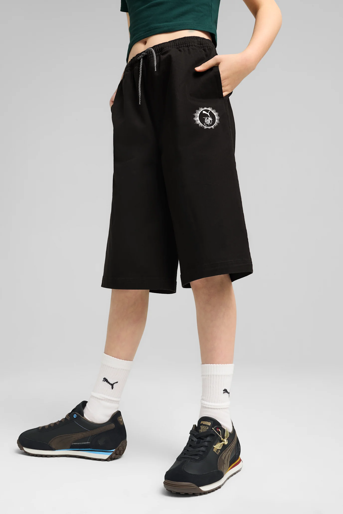 Детские черные шорты PUMA x HARRY POTTER Woven Jorts Youth PUMA