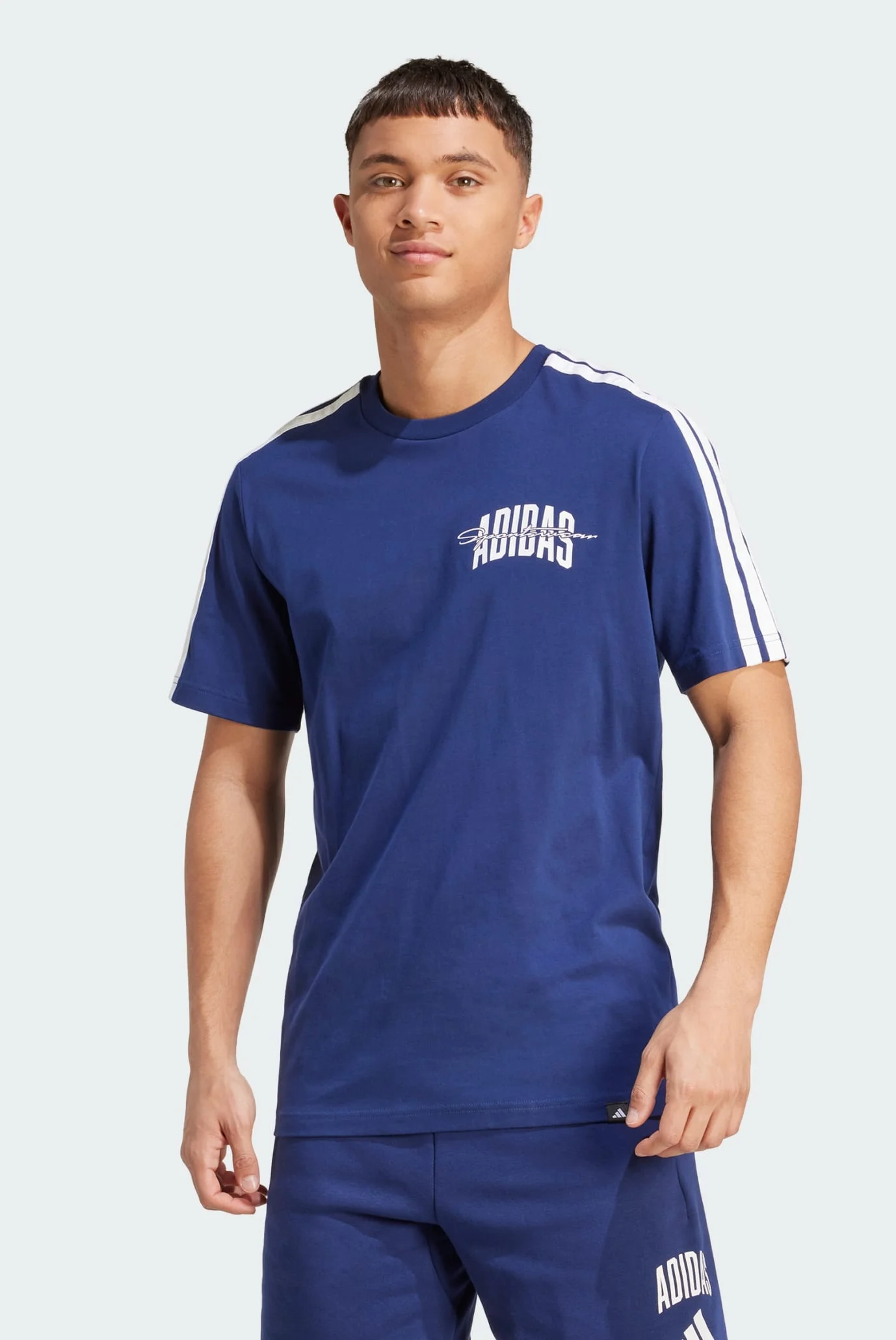 Чоловіча синя футболка Collegiate Script Graphic adidas JM6420