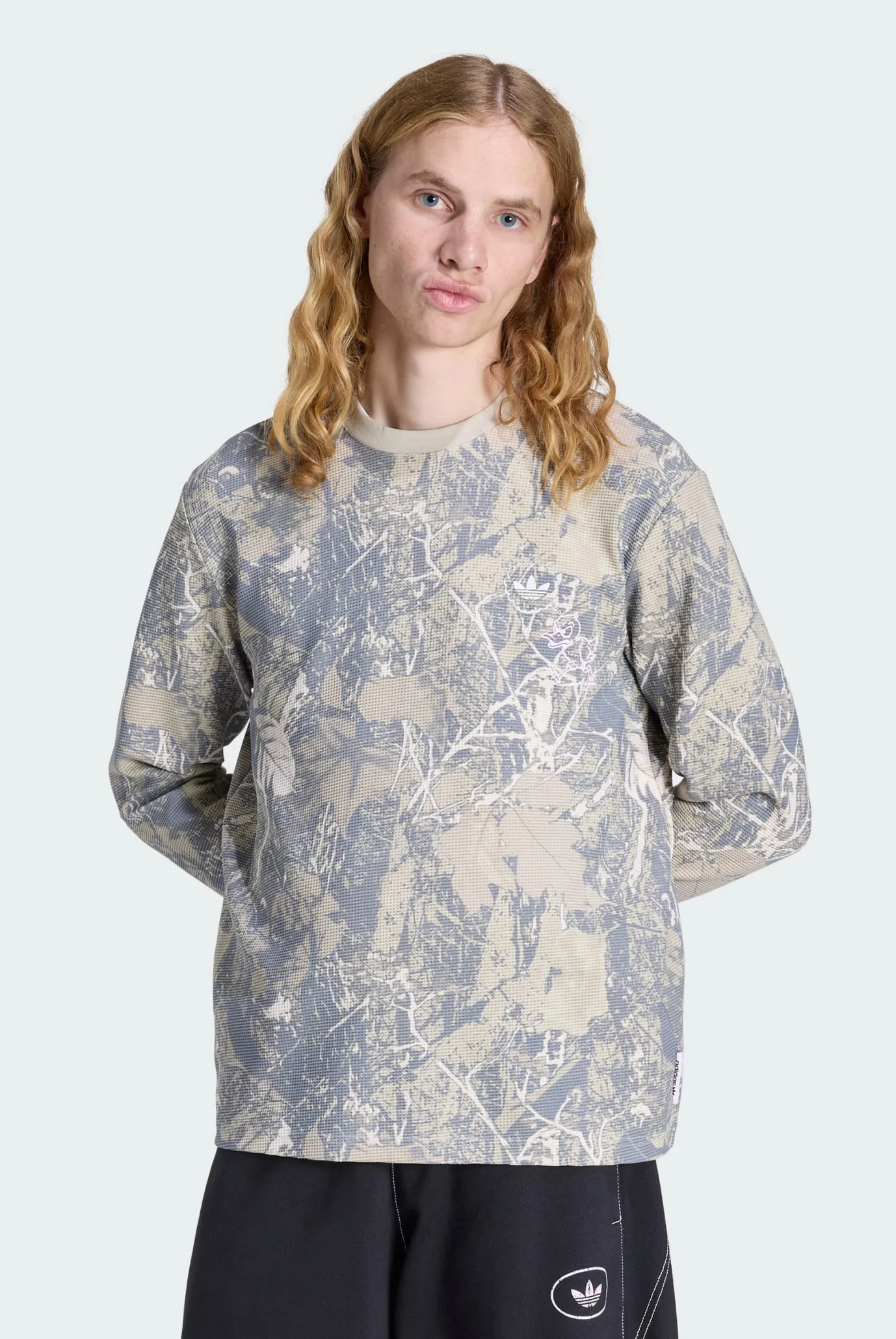 Мужской серый лонгслив с узором ORIGINALS WAFFLE WORKWEAR adidas