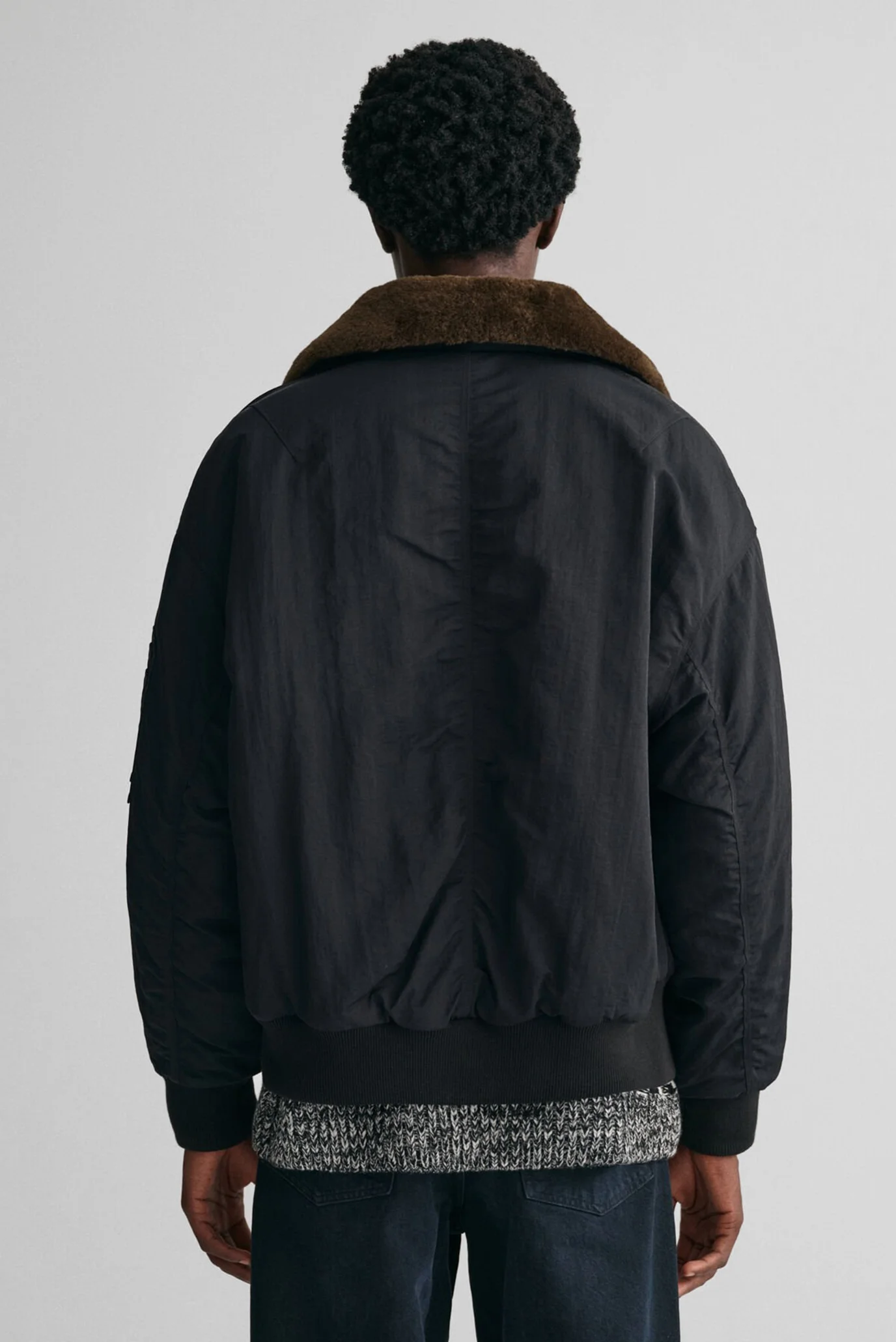 Мужской черный бомбер OVERSIZED FLIGHT BOMBER JACKET Gant 7006363