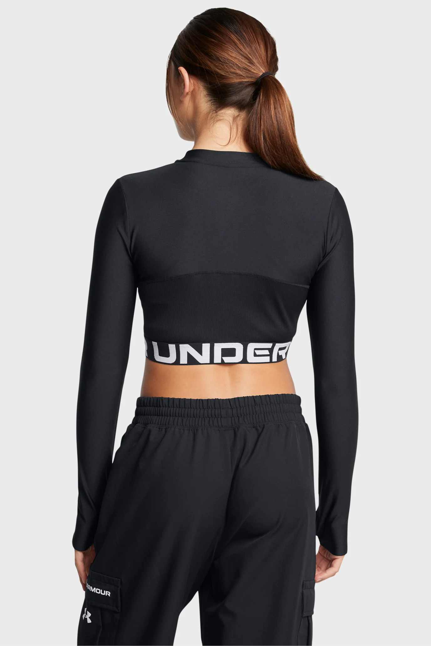 Женский черный лонгслив HeatGear Rib 1/4 Zip LS Under Armour