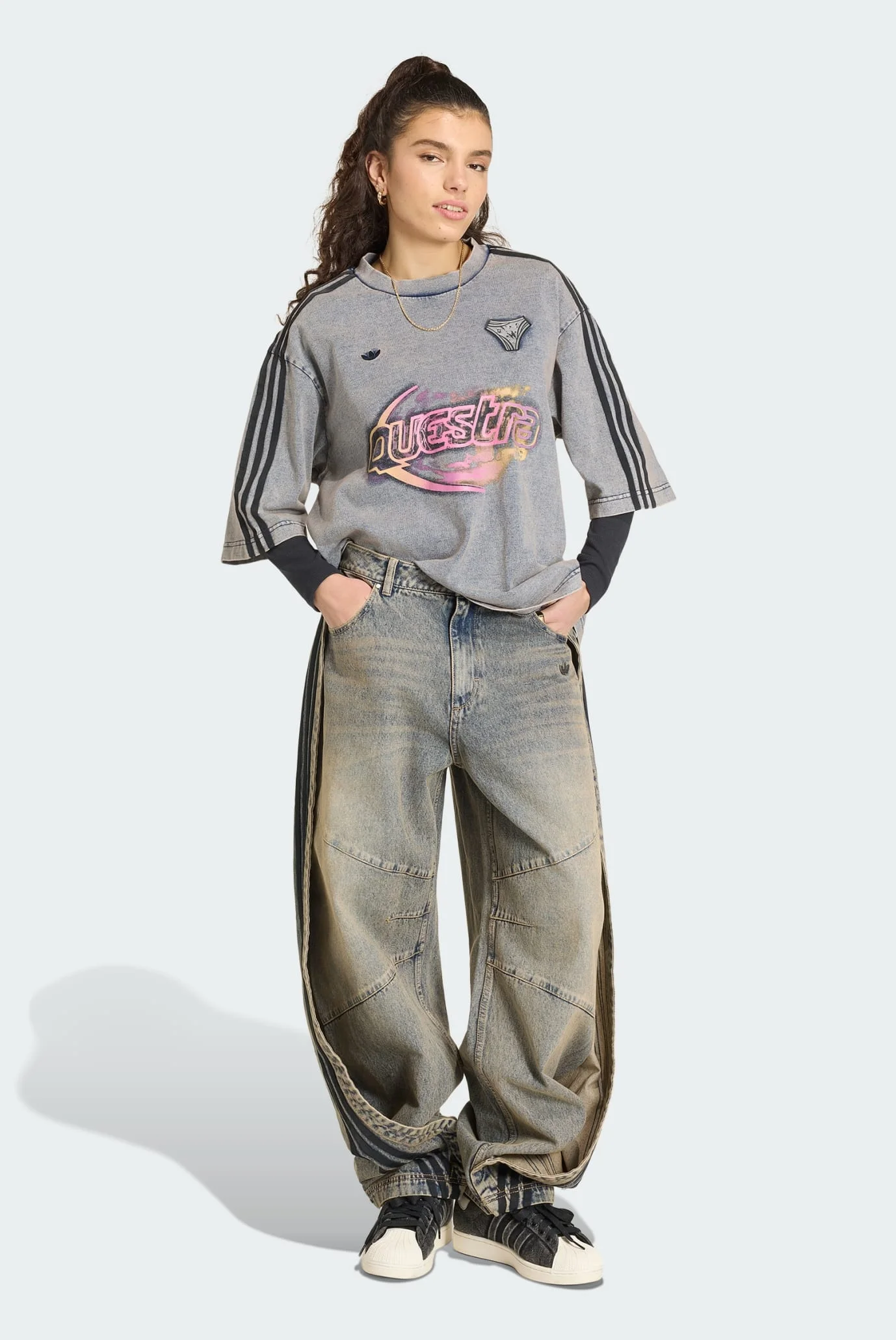 Женские коричневые джинсы ADILENIUM 5.0 BANANA OVERLAY adidas