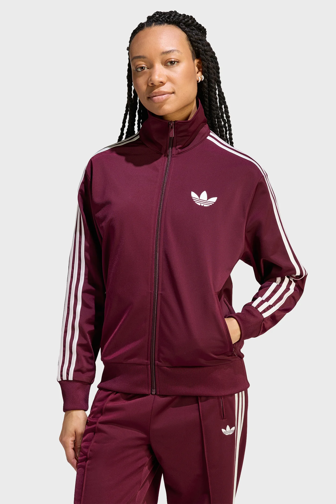 Женская бордовая спортивная кофта FIREBIRD LOOSE adidas KD1326