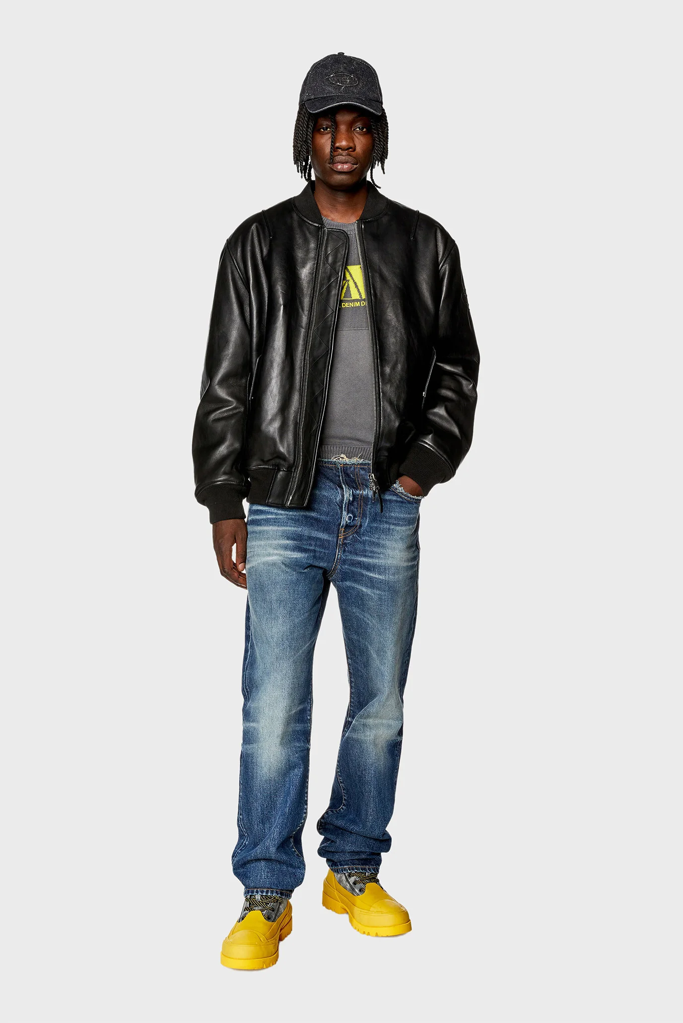 Мужская черная кожаная куртка L-PRITTS JACKET Diesel A10676 0HJAC