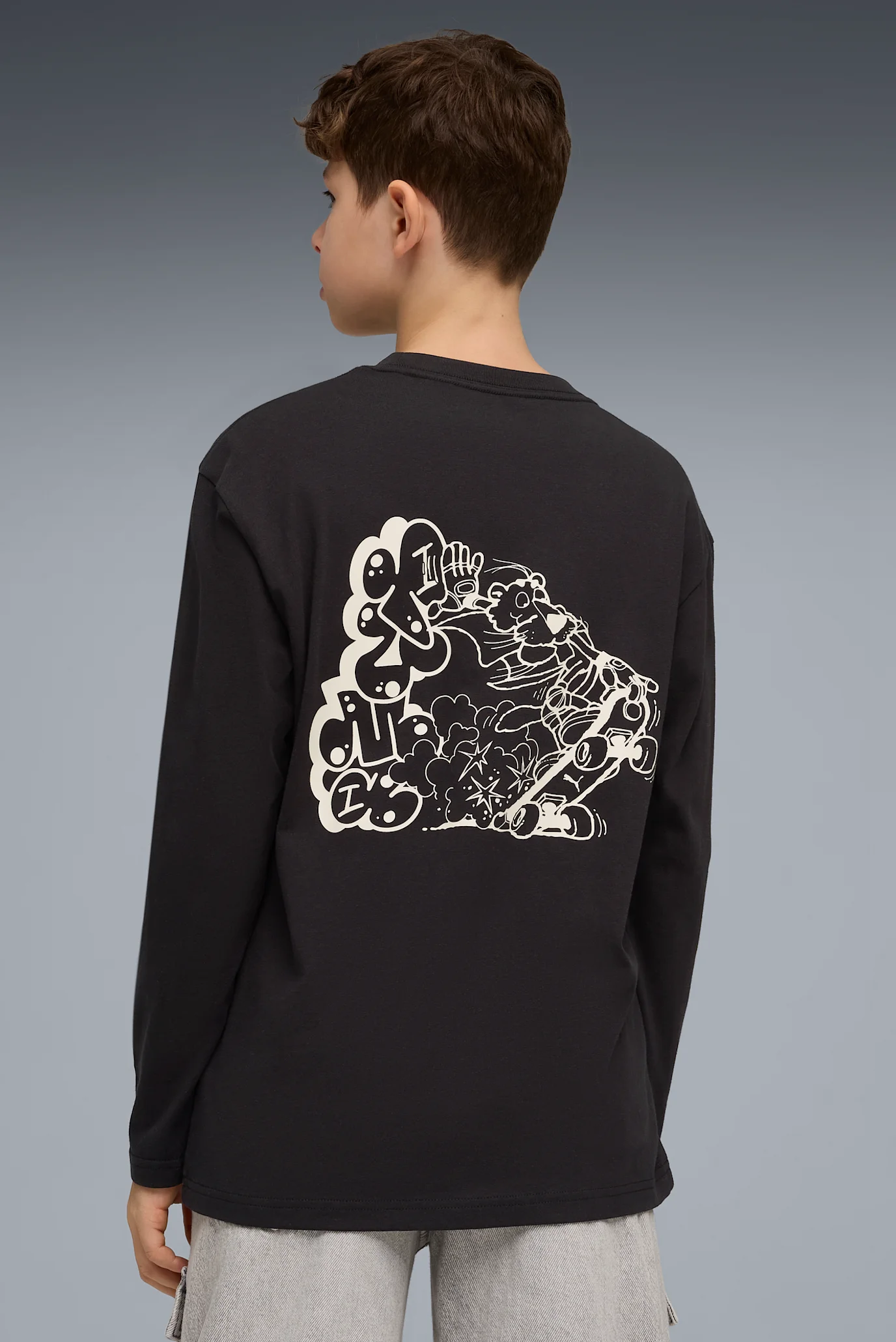 Детский черный лонгслив MID 90s Relaxed Long Sleeve Tee Youth PUMA