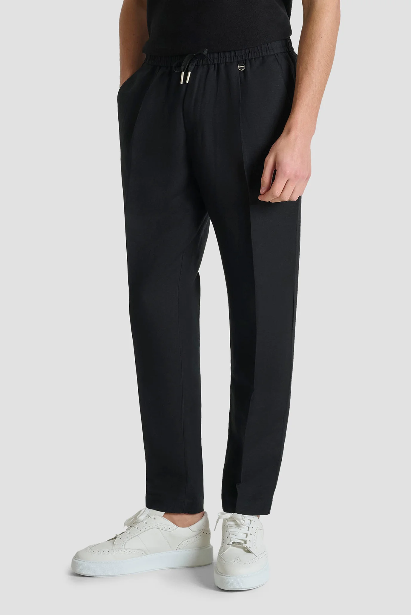 Мужские черные льняные брюки Antony Morato MMTR00790.FA900135;9000