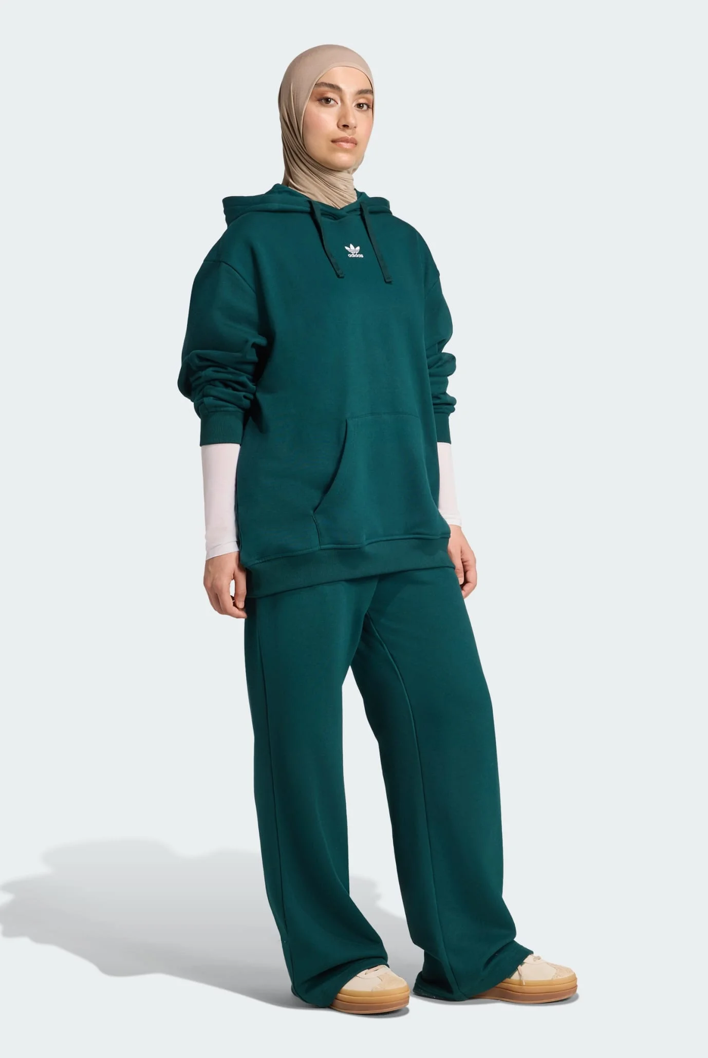 Женское зеленое худи Essentials Loose French Terry adidas JX7757