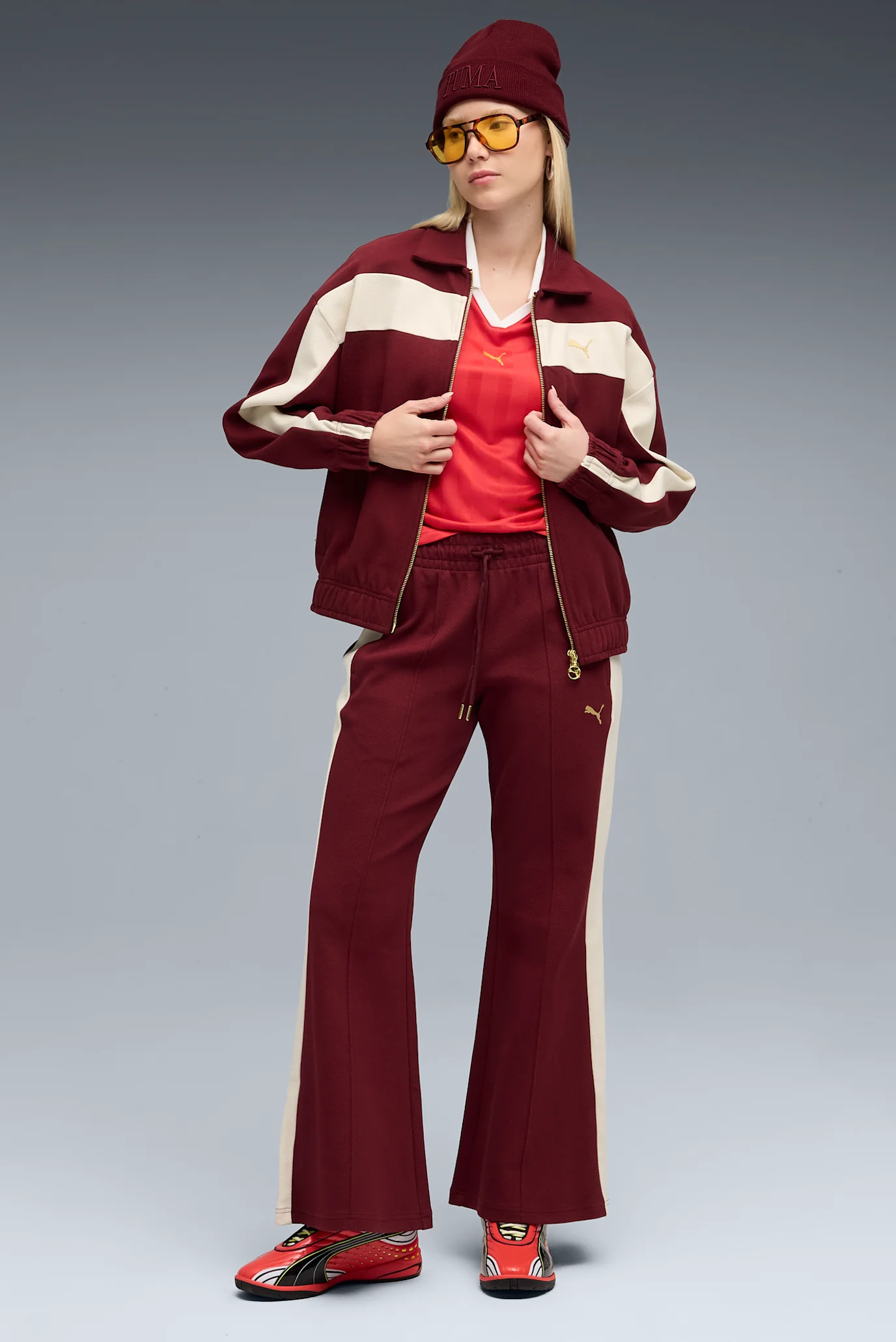 Женская бордовая спортивная кофта T7 Relaxed Track Jacket Women