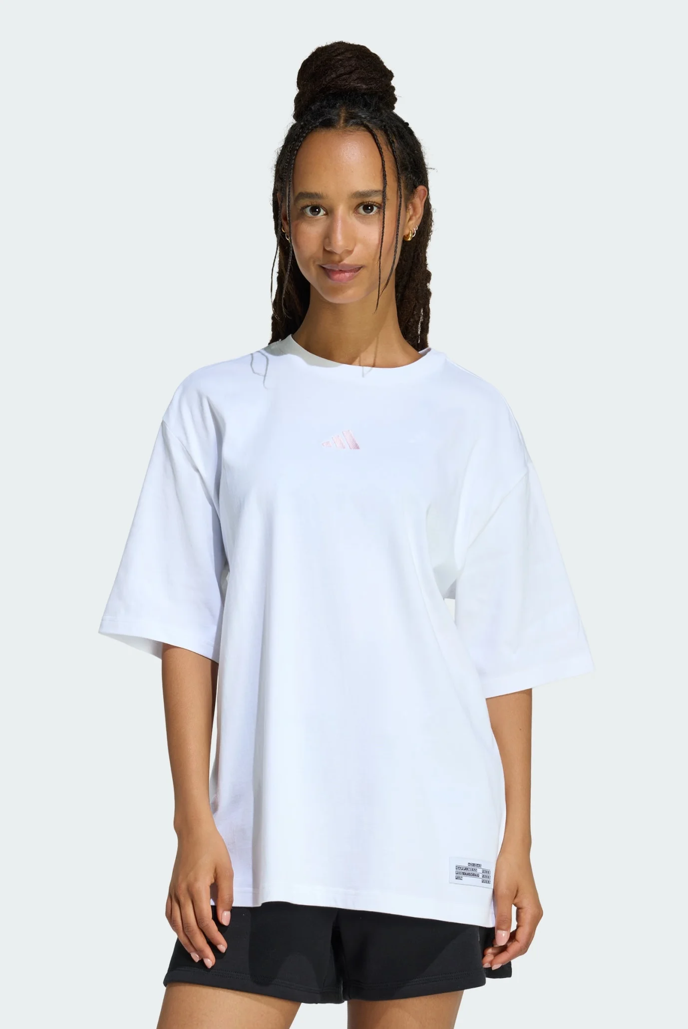 Жіноча біла футболка MINI EMBROIDERY OVERSIZED GRAPHIC adidas