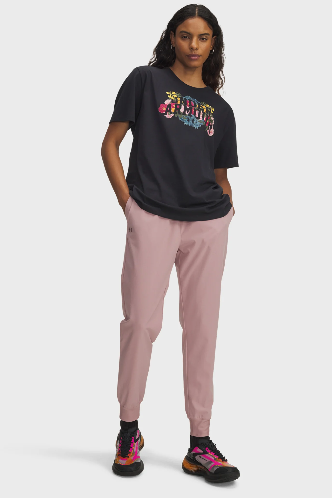 Жіночі пудрові спортивні штани UA Rival Hi Rise Woven Pant Under