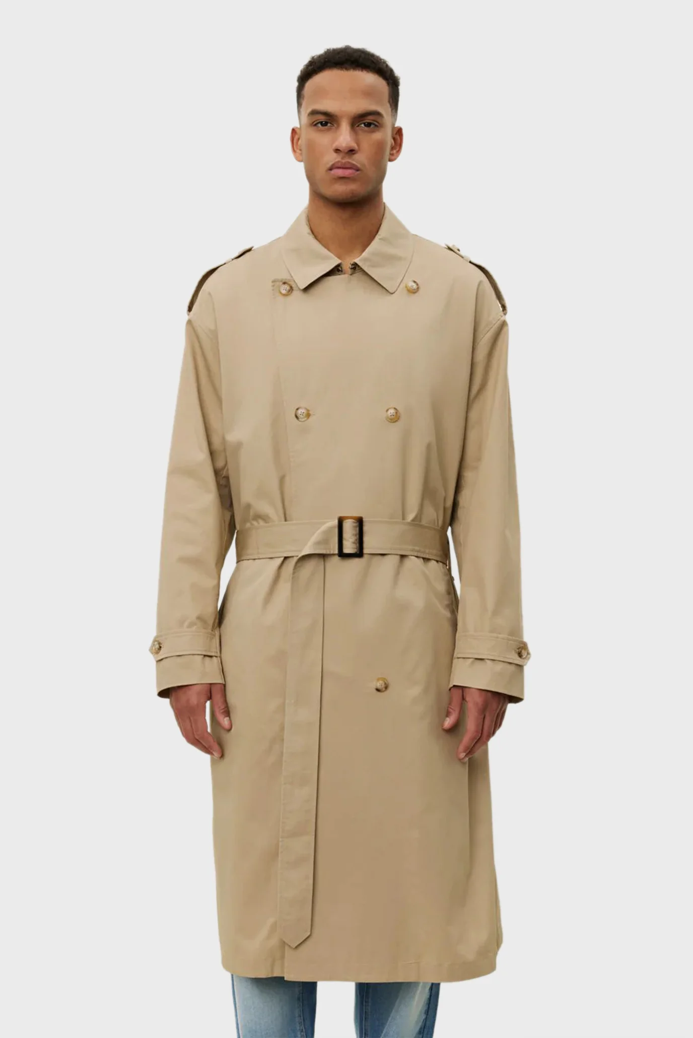 Мужской бежевый тренч Miles Cotton Les Deux 1000142 — MD-Fashion