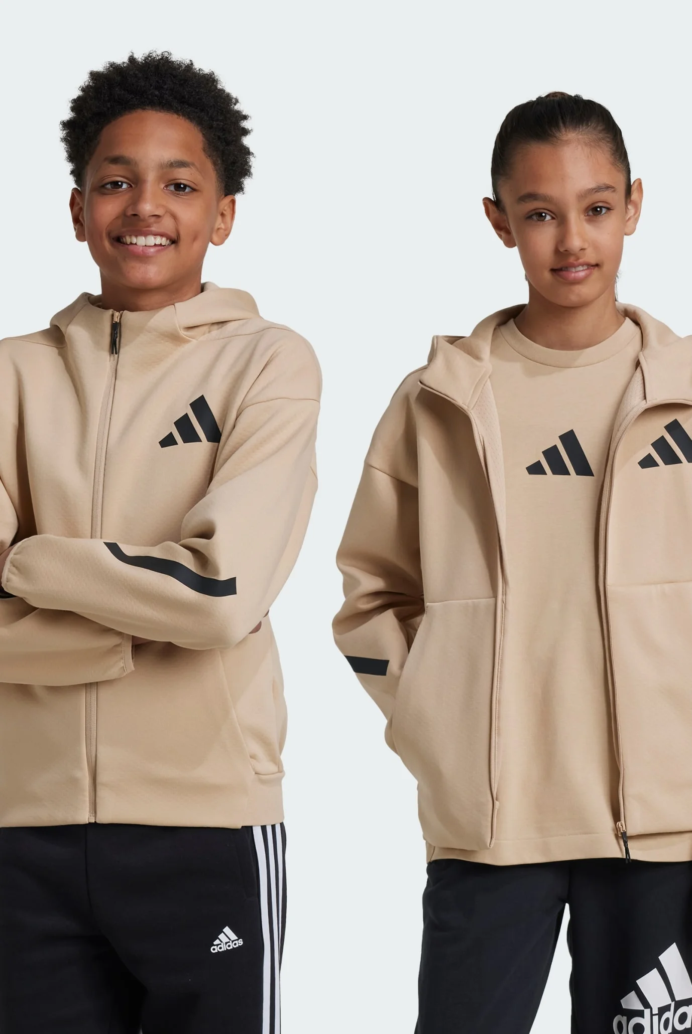 Дитяче бежеве худі adidas Z.N.E. Full-Zip Kids adidas JF2495 — MD