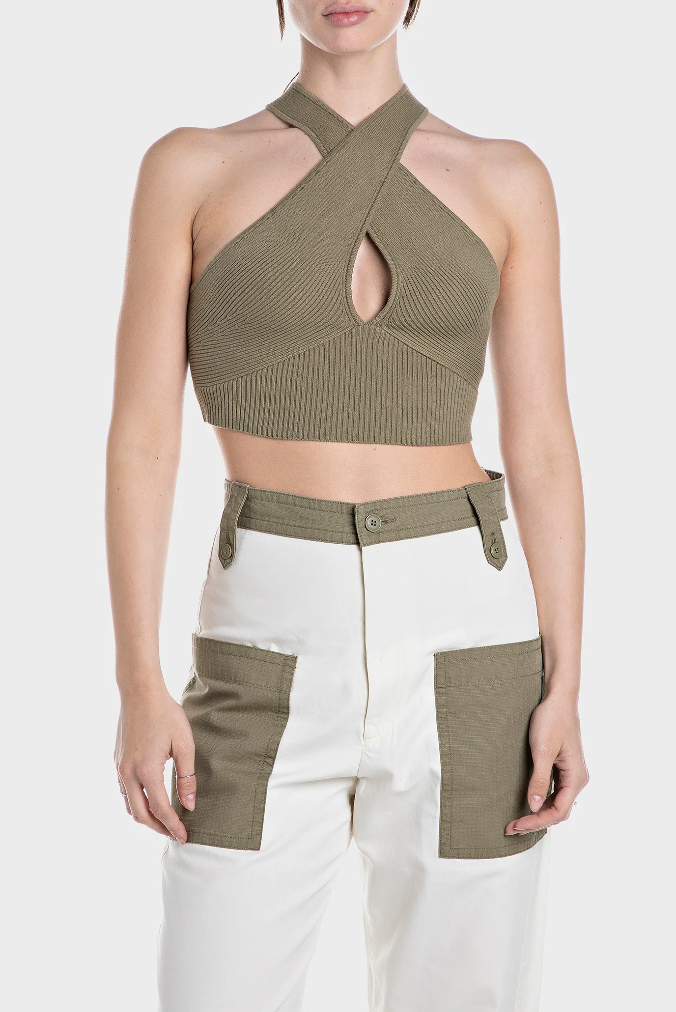 Женский оливковый топ Replay DK3857.000.G23776A — MD-Fashion
