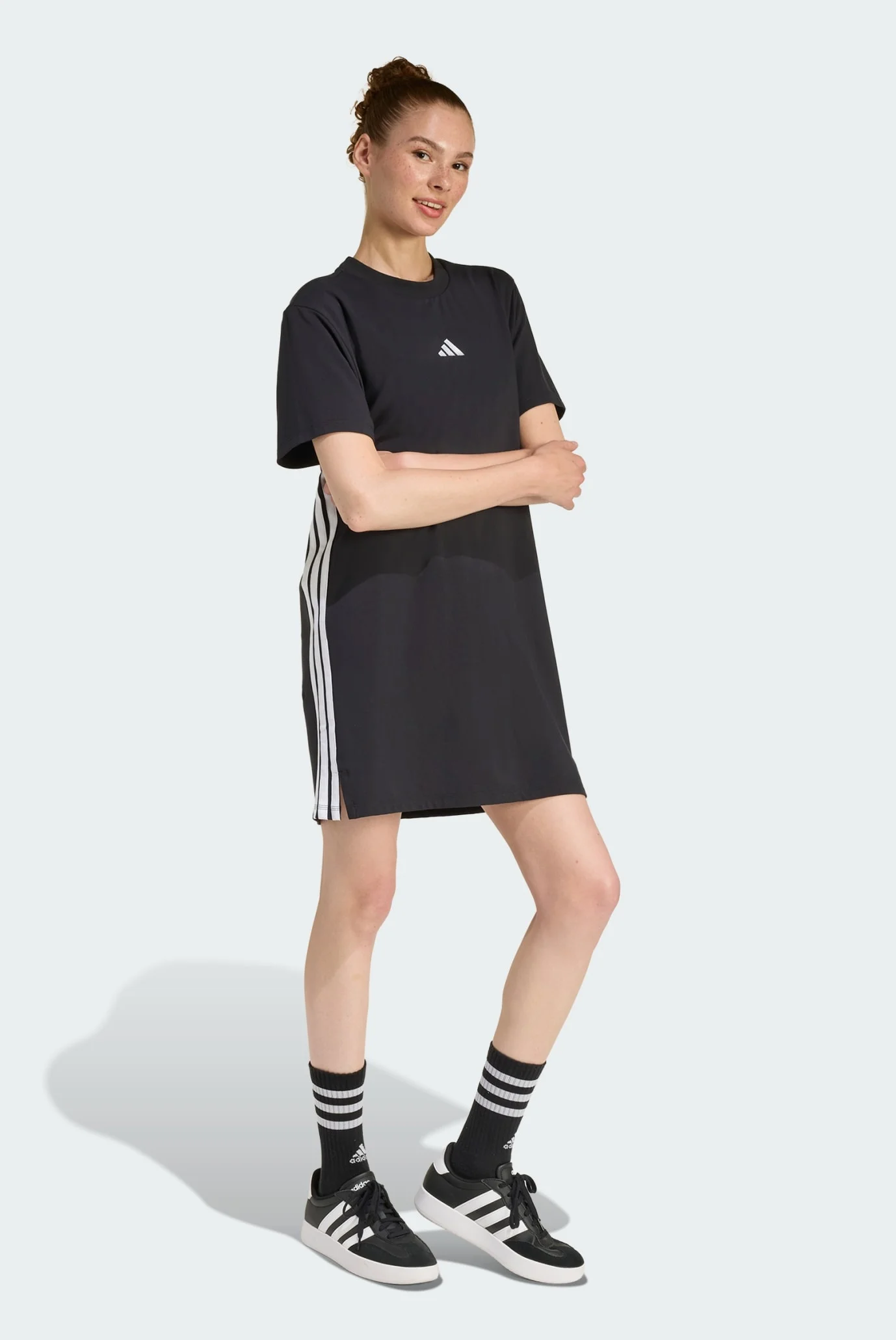 Женское черное платье ESSENTIALS 3-STRIPES adidas KC4818 — MD-Fashion