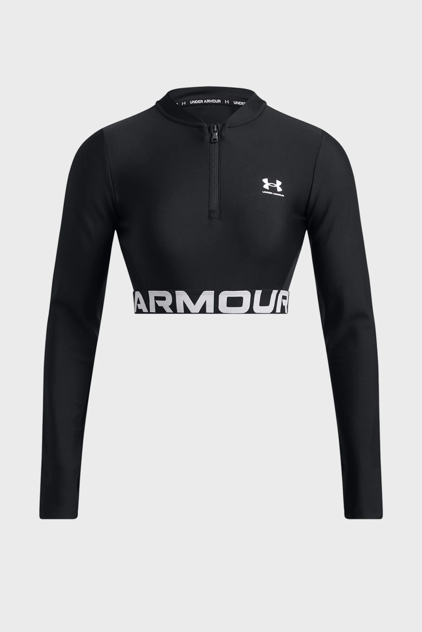 Женский черный лонгслив HeatGear Rib 1/4 Zip LS Under Armour