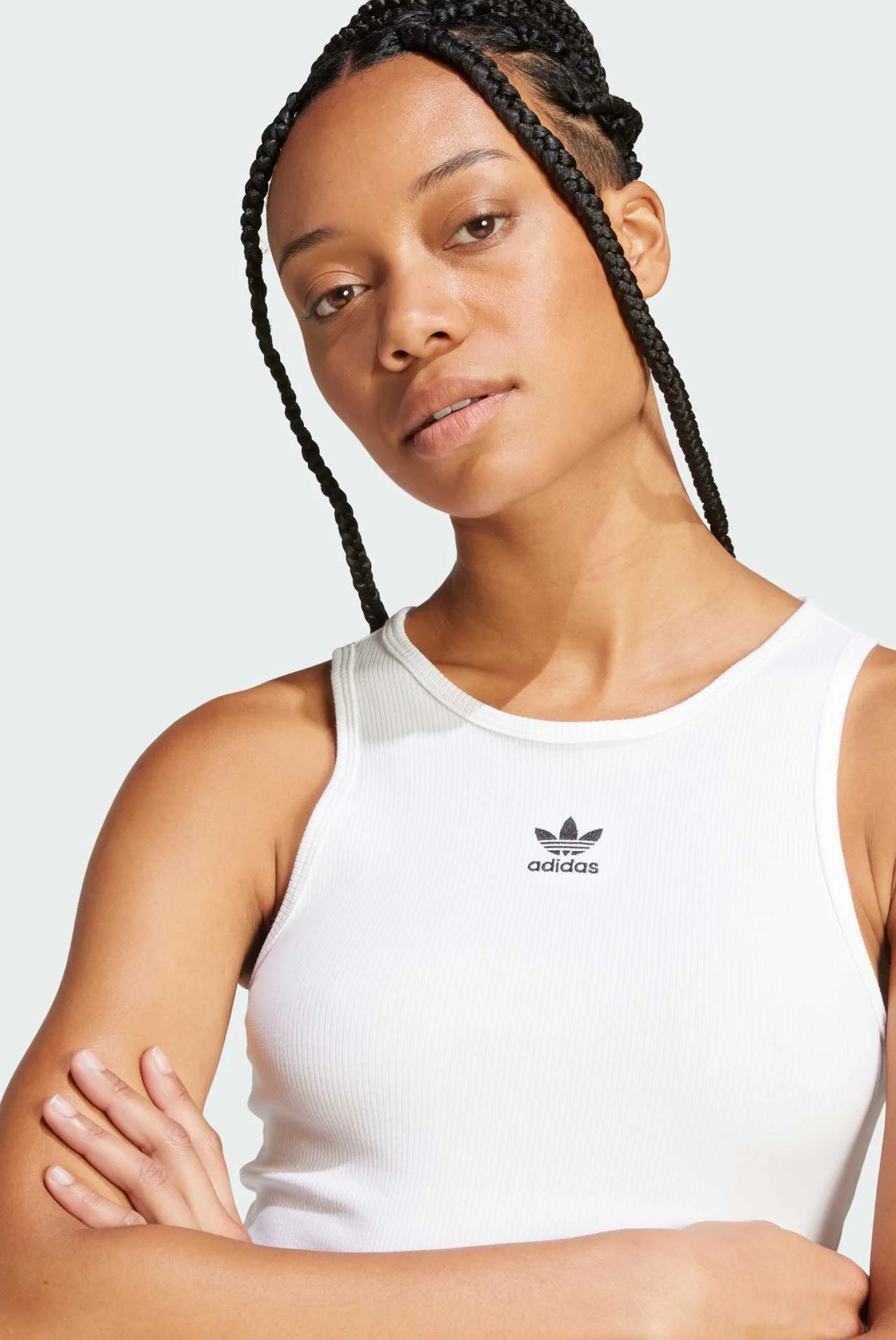 Женская белая майка Essentials Ribbed adidas JC9007 — MD-Fashion
