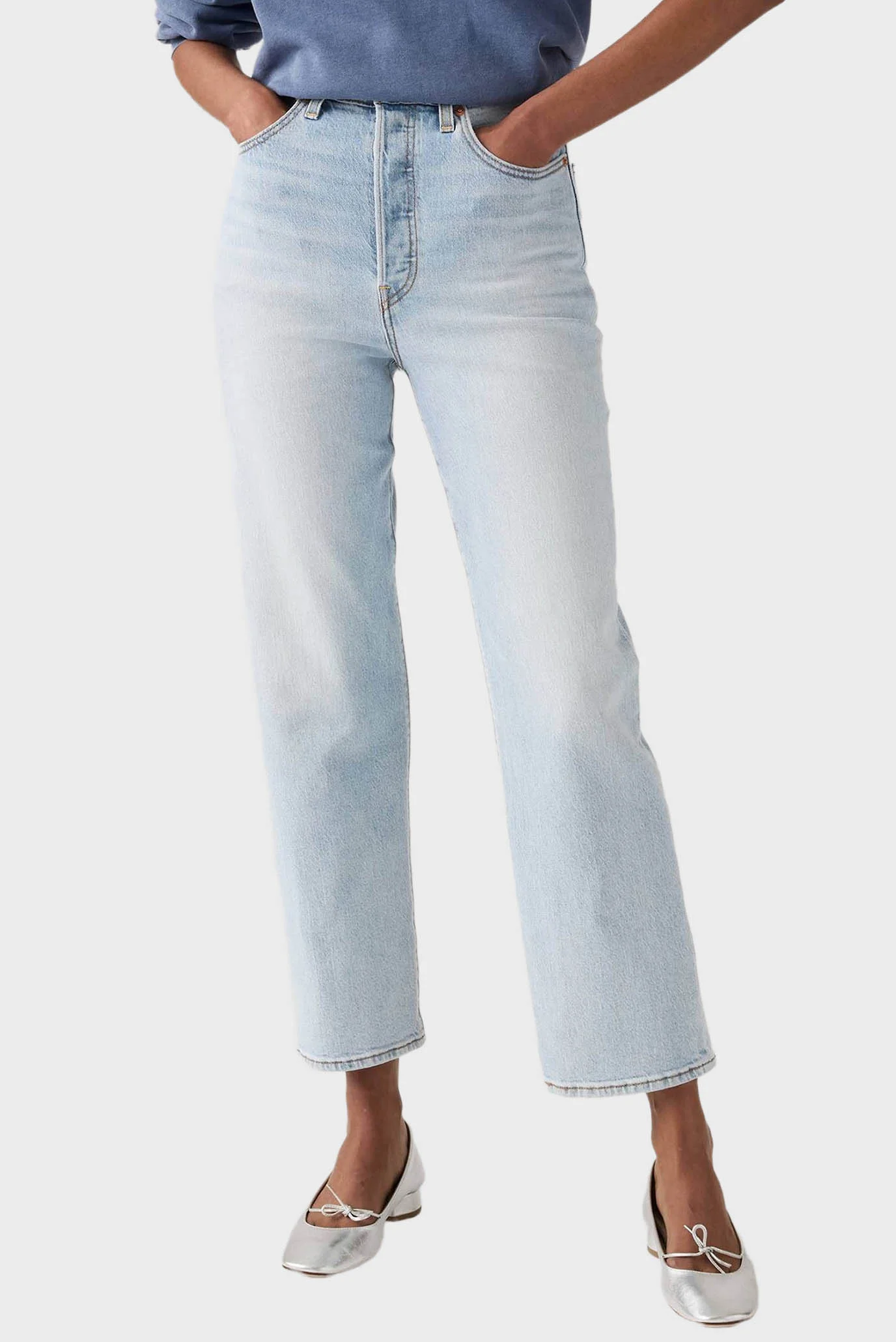 美品MC L – It Shall Be Женские голубые джинсы Ribcage Straight Ankle Levi's® 72693;0282
