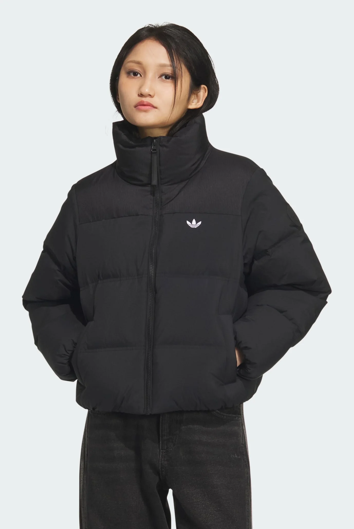 レディースウェア MIRROR 9 easy padding dress jacket Женская черная куртка SHORT DOWN PUFF adidas KC2659 — MD-Fashion