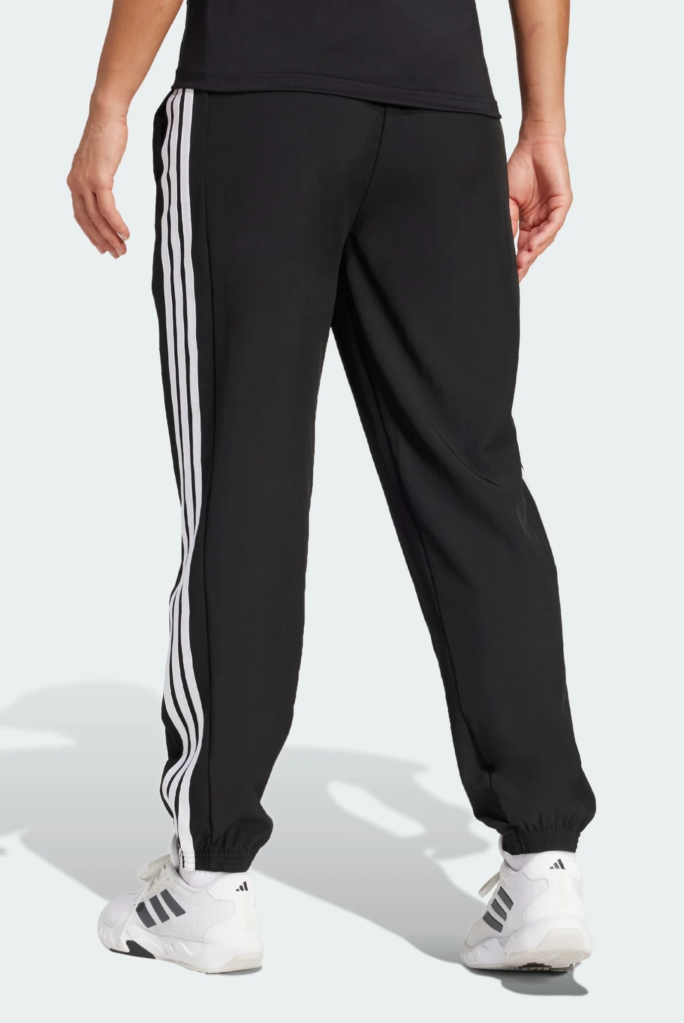 Женские черные спортивные брюки Train Essentials 3-Stripes Woven