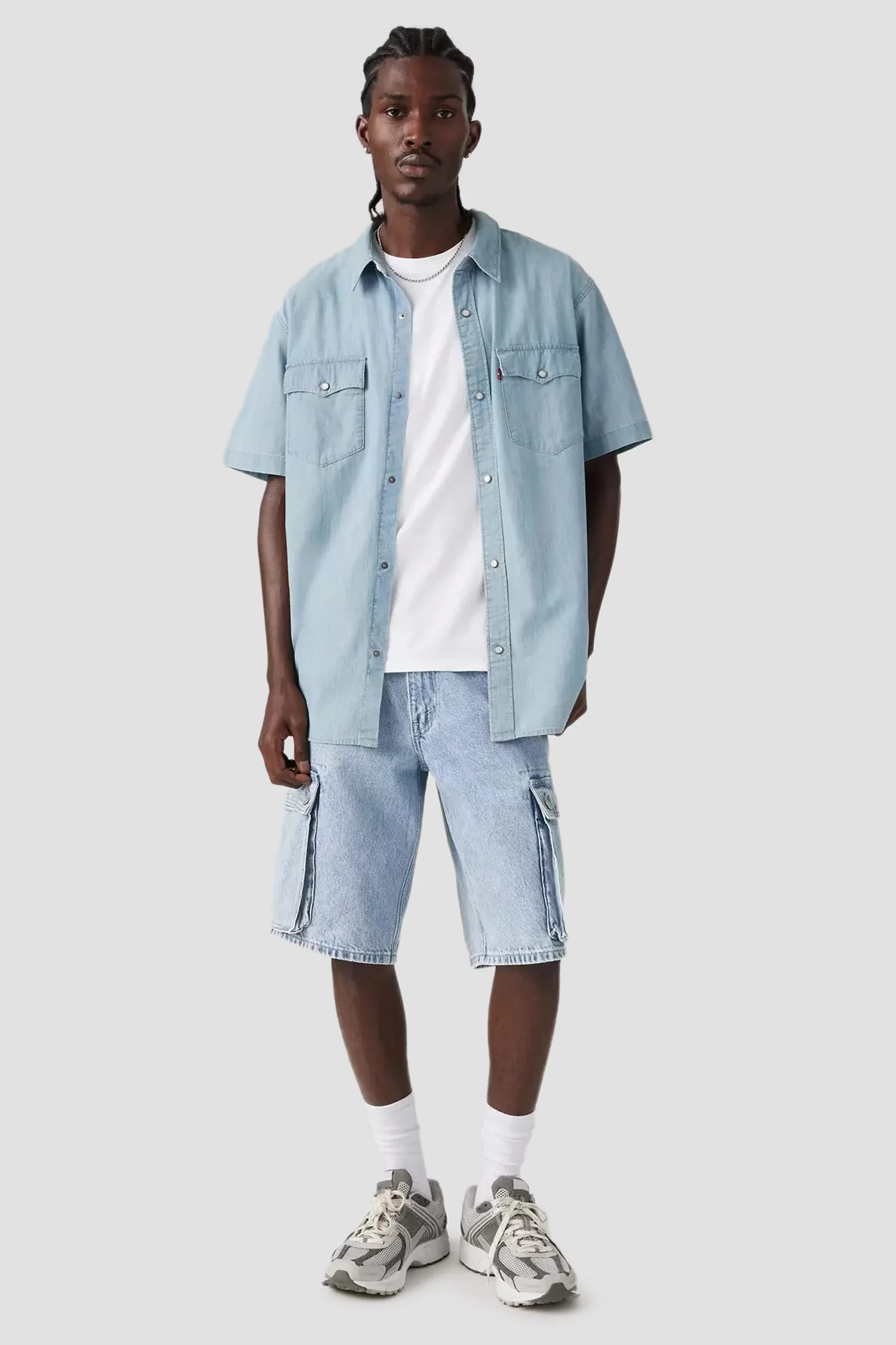 Мужские голубые джинсовые шорты 478™ Baggy Cargo Levi's® 001GU