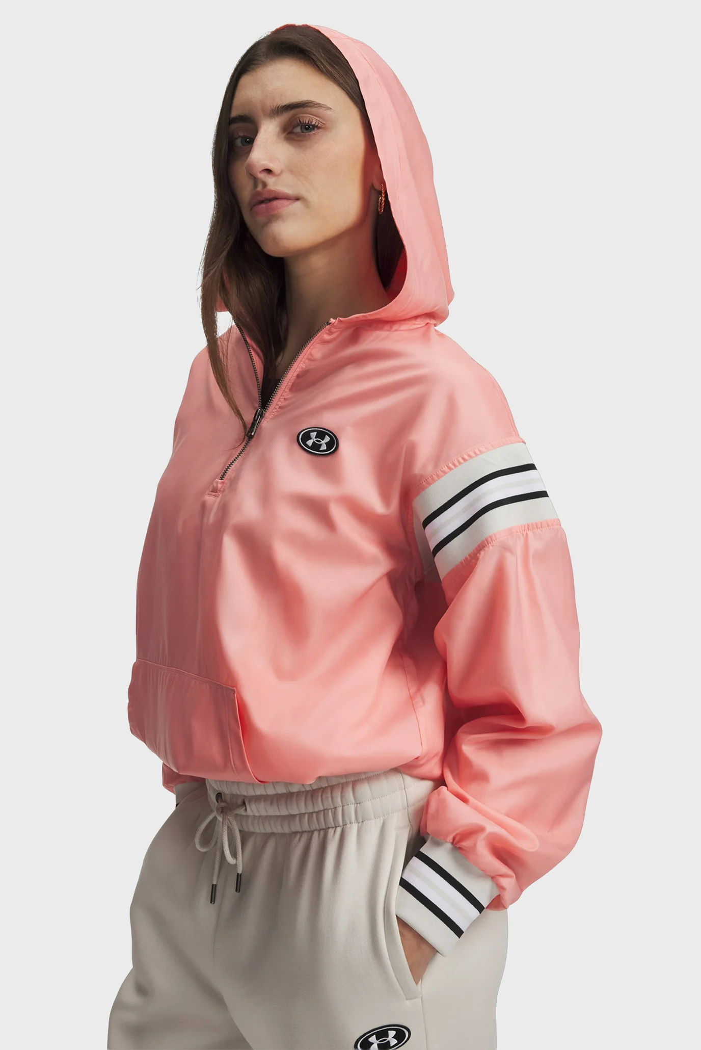 レディースウェア ODJ CHIEN 66 Жіночий рожевий анорак Icon Woven Heritage QZ Under Armour 6009946