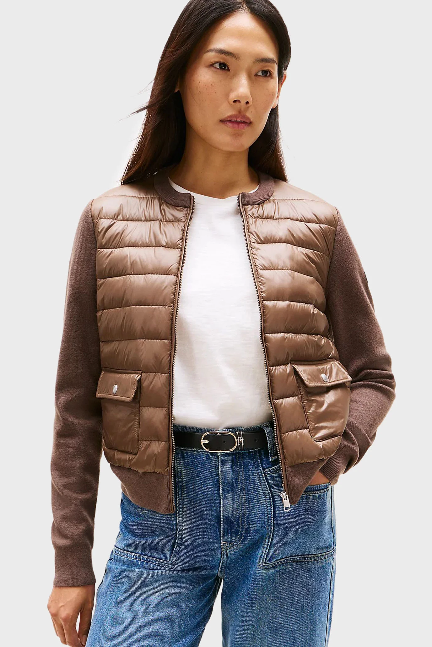 みゆ様　tdfオリーブ36 Женский коричневый бомбер UL PADDED Tommy Hilfiger WW0WW46741 — MD