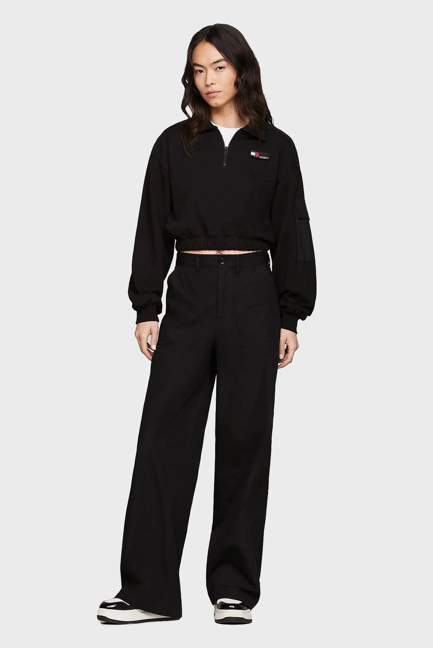 Женская черная спортивная кофта TJW CRP FABRIC MIX ZIPTHRU Tommy