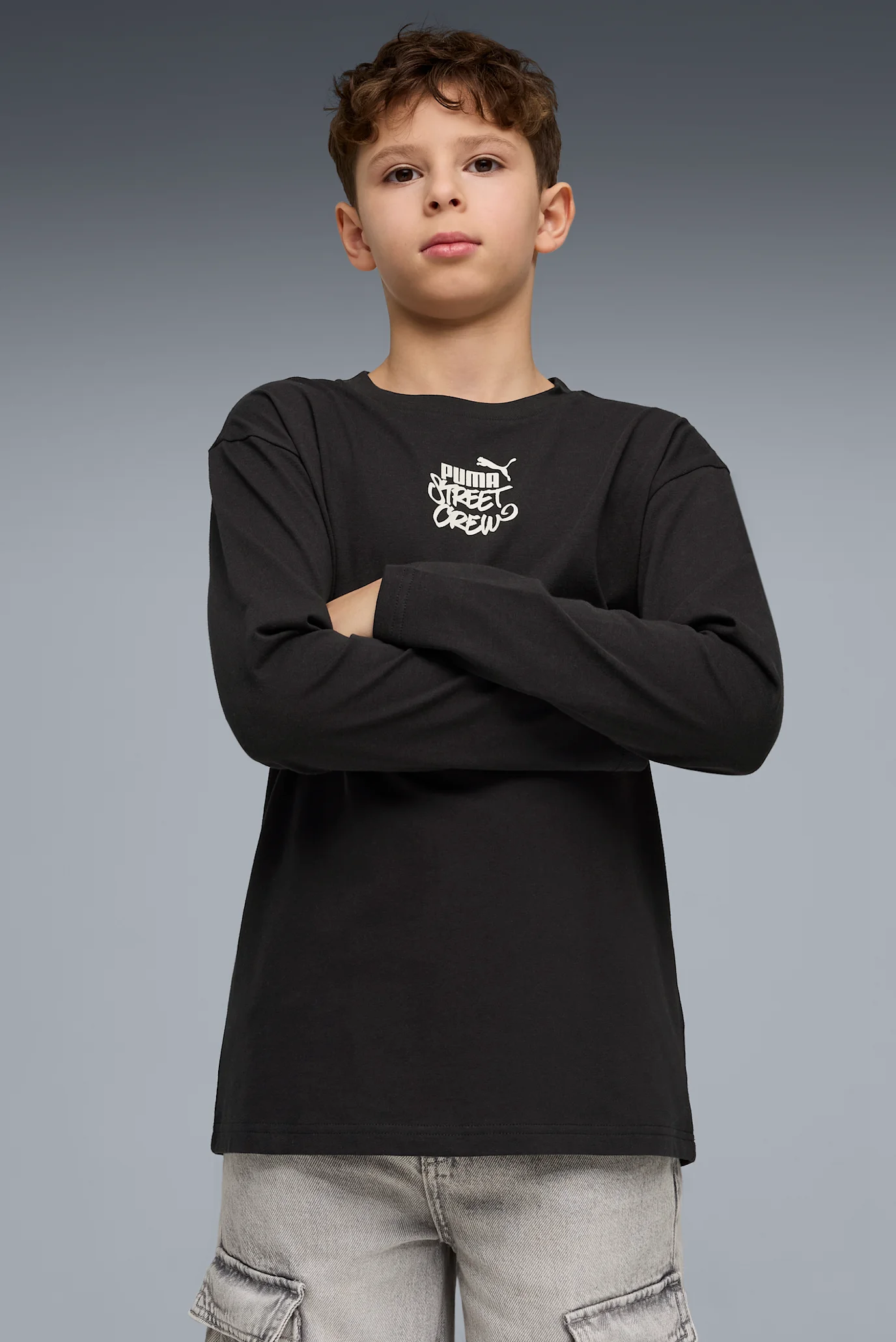 Детский черный лонгслив MID 90s Relaxed Long Sleeve Tee Youth PUMA