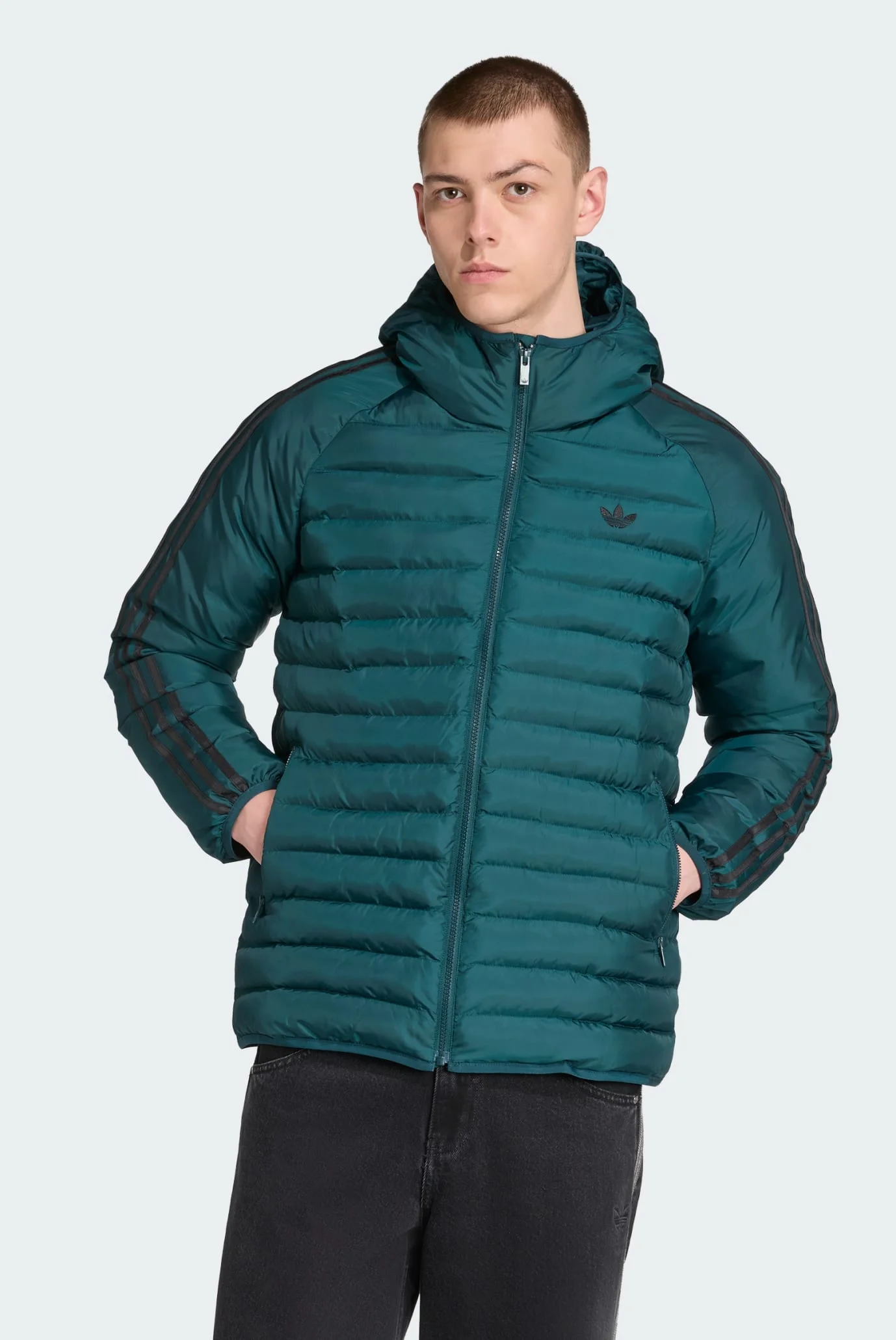 ⭐︎d AmeriGENTLEFAKELEATHERJACKET Мужская зеленая куртка Synthetic Hooded Jacket adidas JX4116 — MD