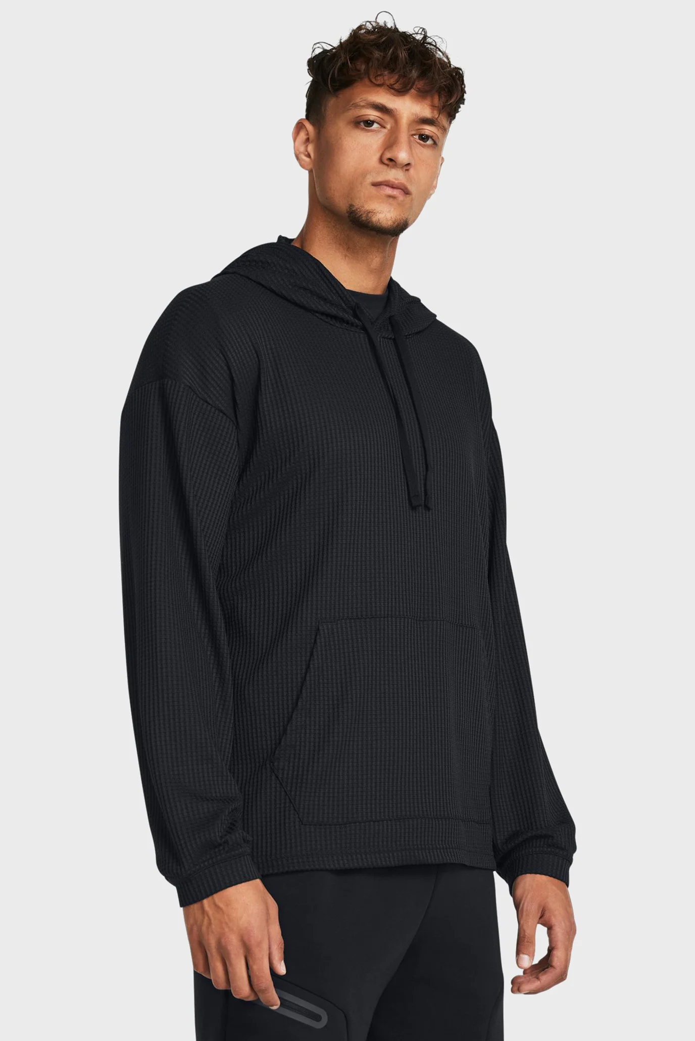 Мужское черное худи UA Rival Waffle Hoodie Under Armour 1383108