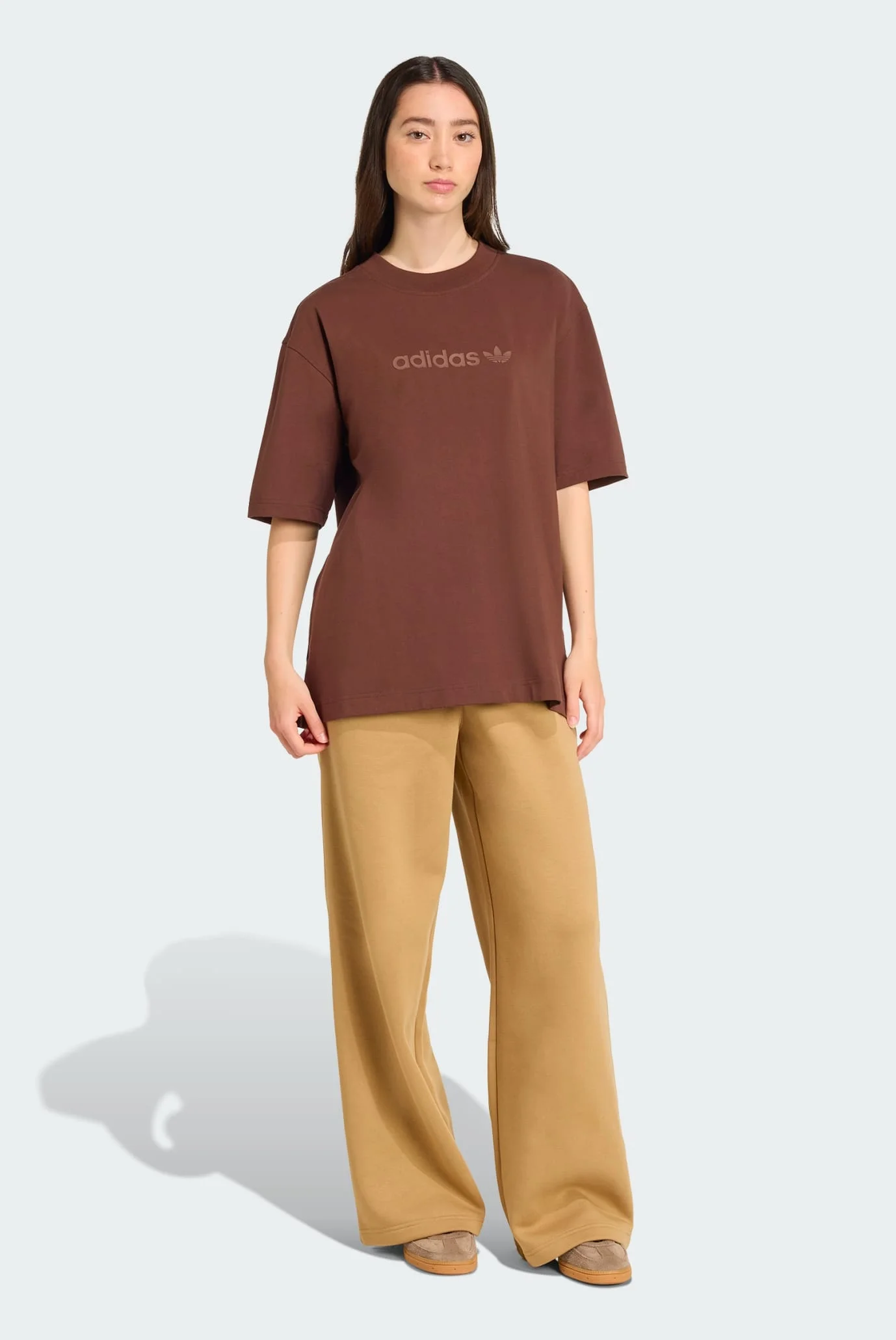 Жіноча коричнева футболка Essentials Linear Oversized adidas