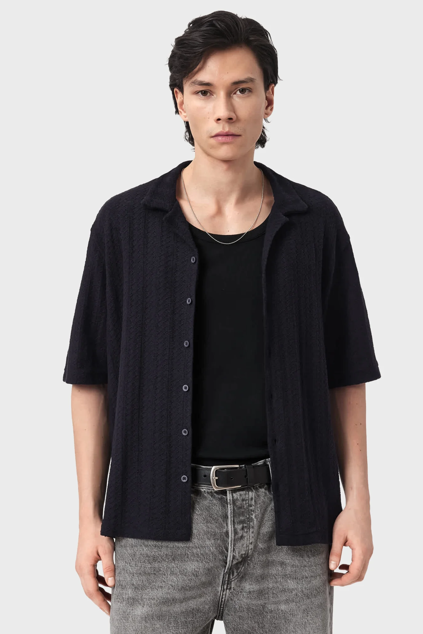 Мужская черная рубашка TRACE AllSaints M038SE — MD-Fashion