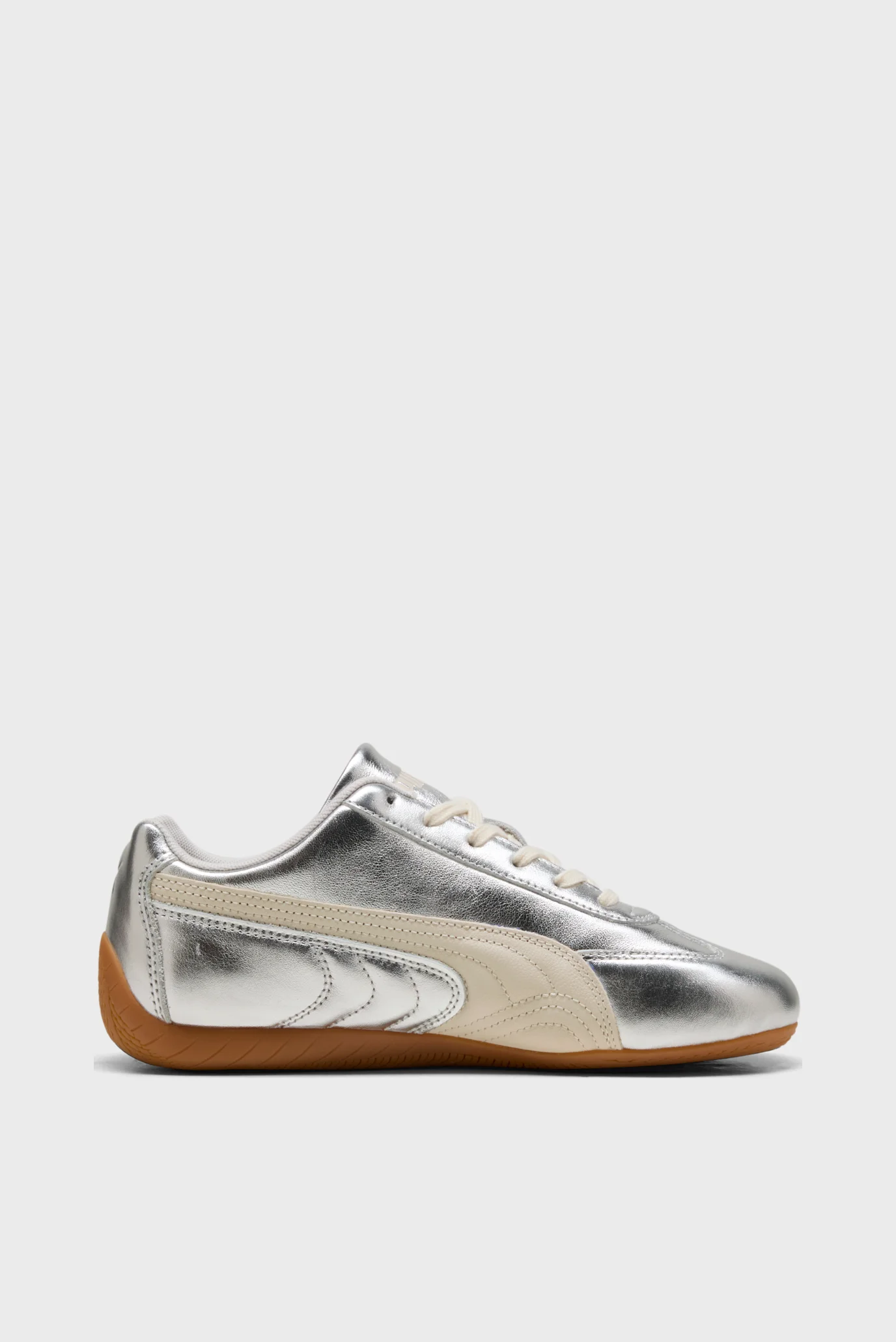 Женские серебристые кожаные кроссовки Speedcat Silver Sneakers