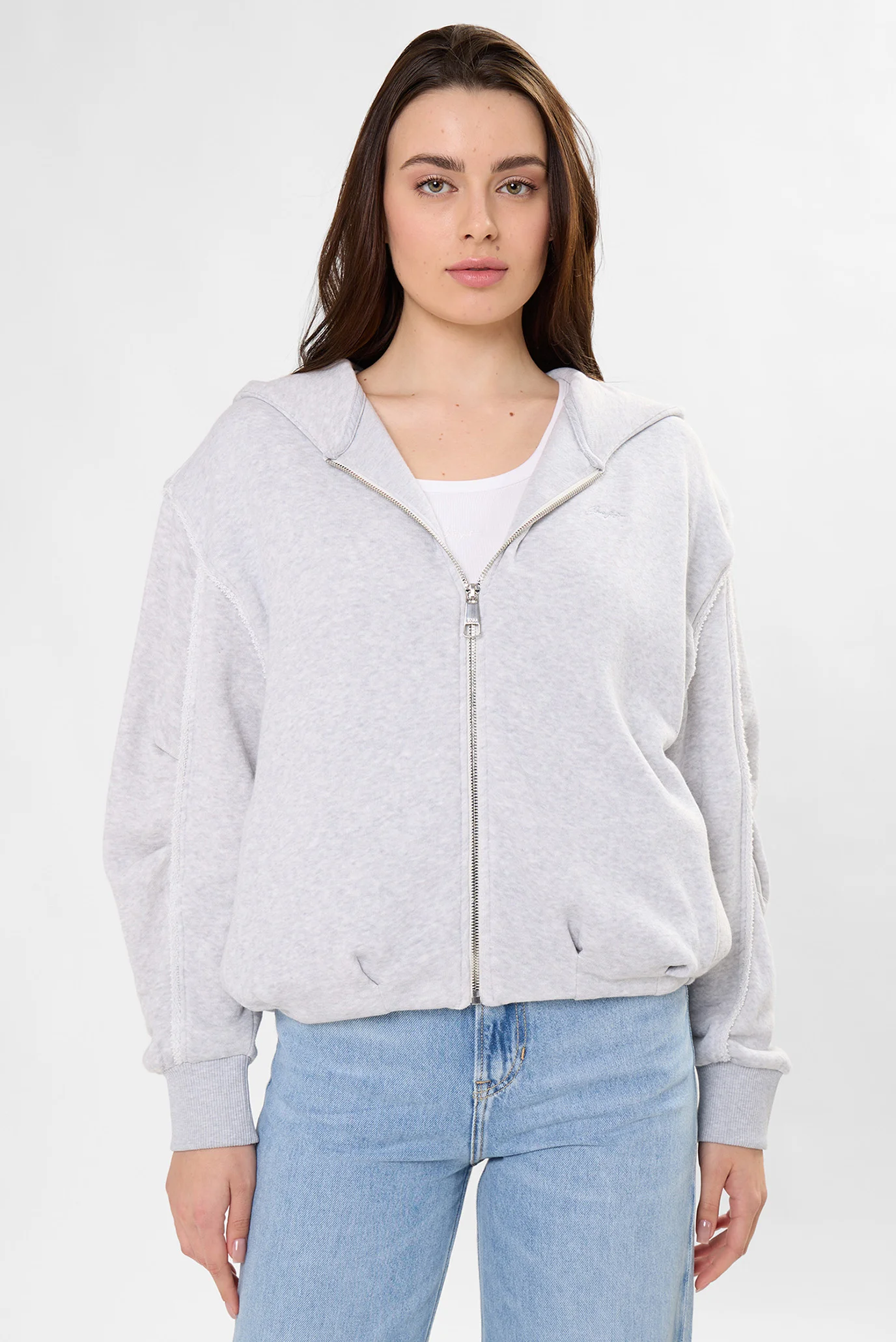 Женское светло-серое худи BOSS 50554266;061 — MD-Fashion