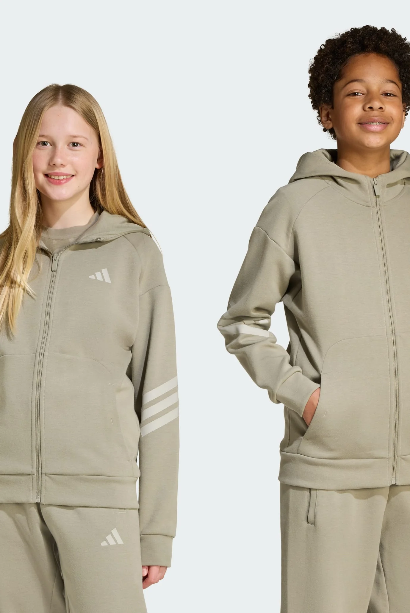 Дитяче оливкове худі Future Icons 3-Stripes Full-Zip Hooded Kids