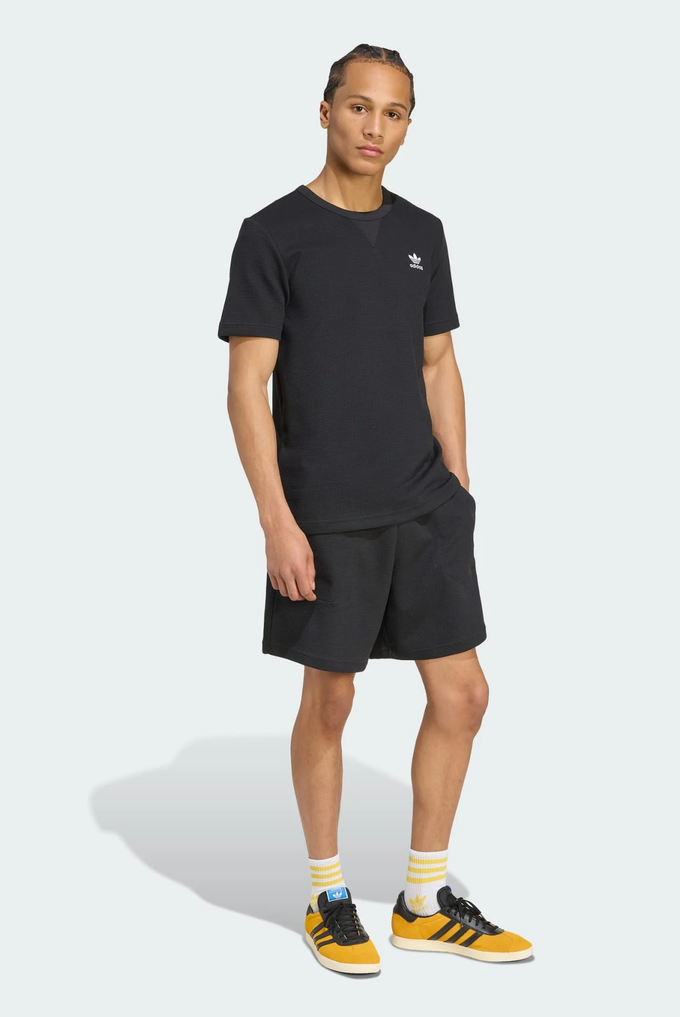 Мужская черная футболка Trefoil Essentials Waffle adidas KA7767