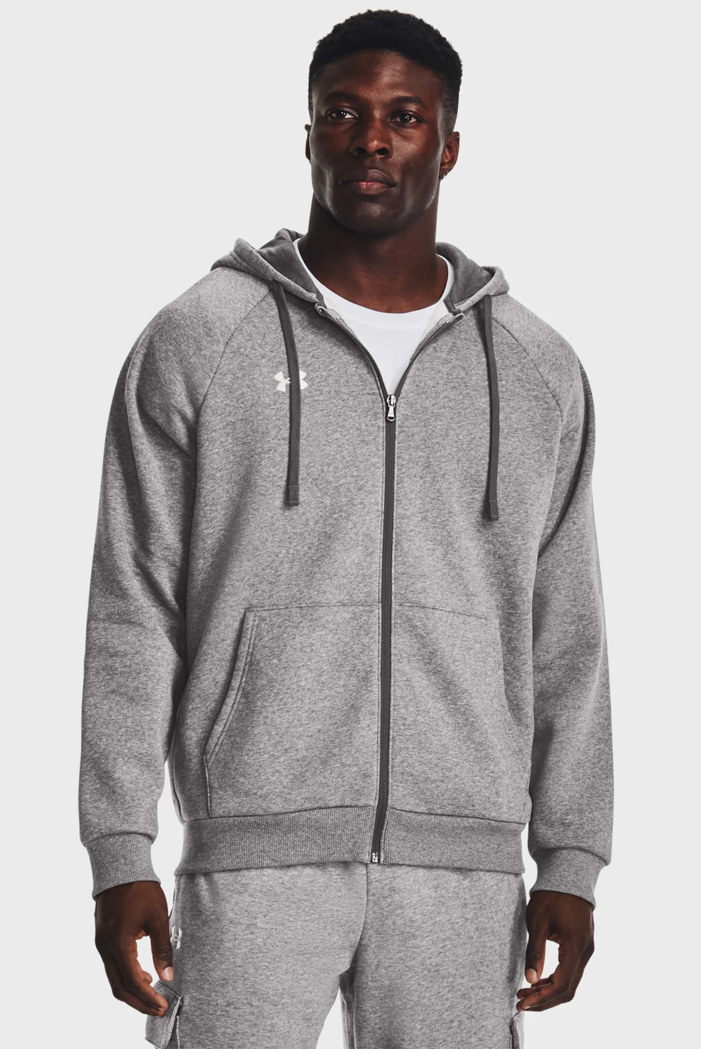 Мужское серое худи UA Rival Fleece FZ Hoodie Under Armour 1379767