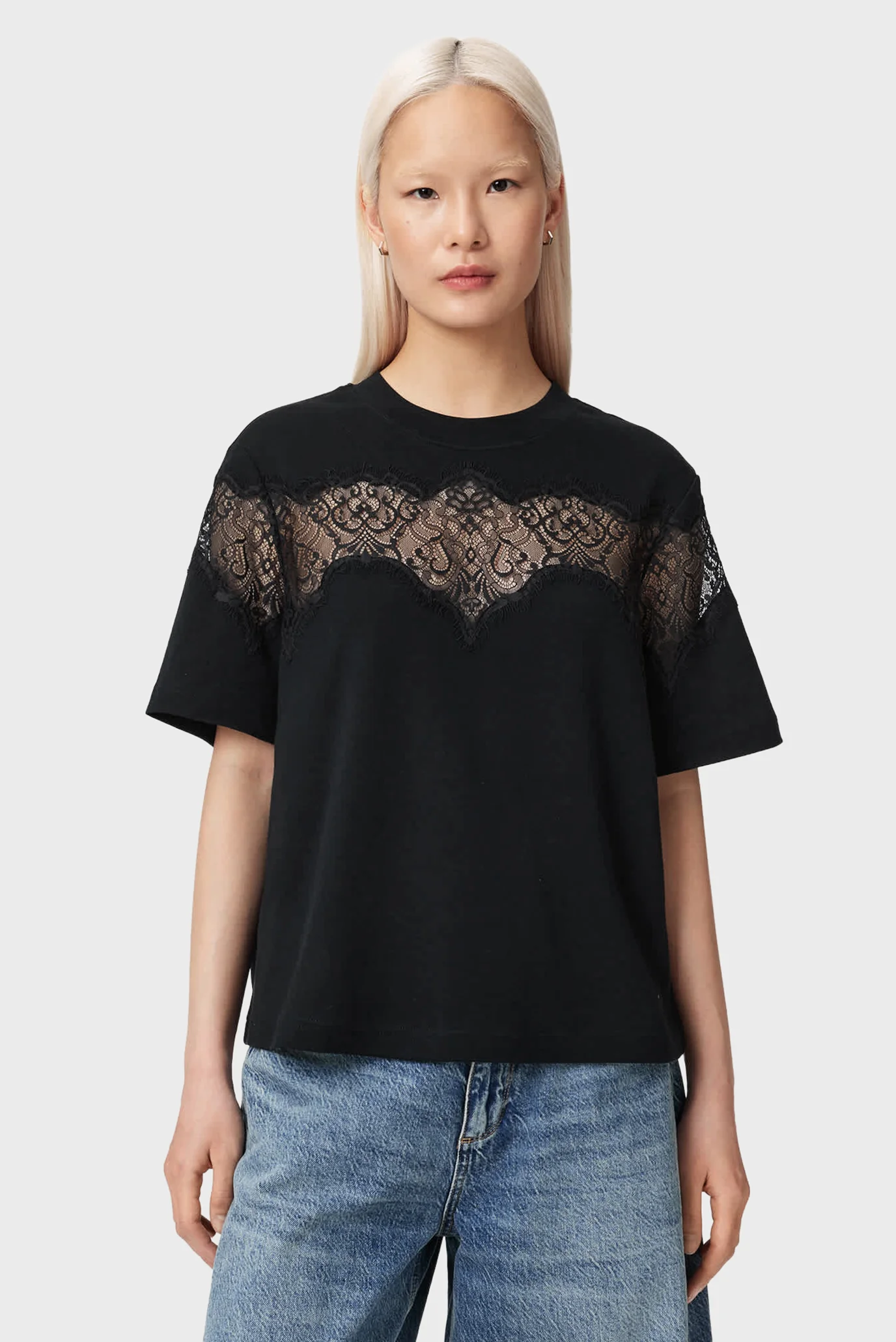 Женская черная футболка LISA AllSaints W071JE — MD-Fashion