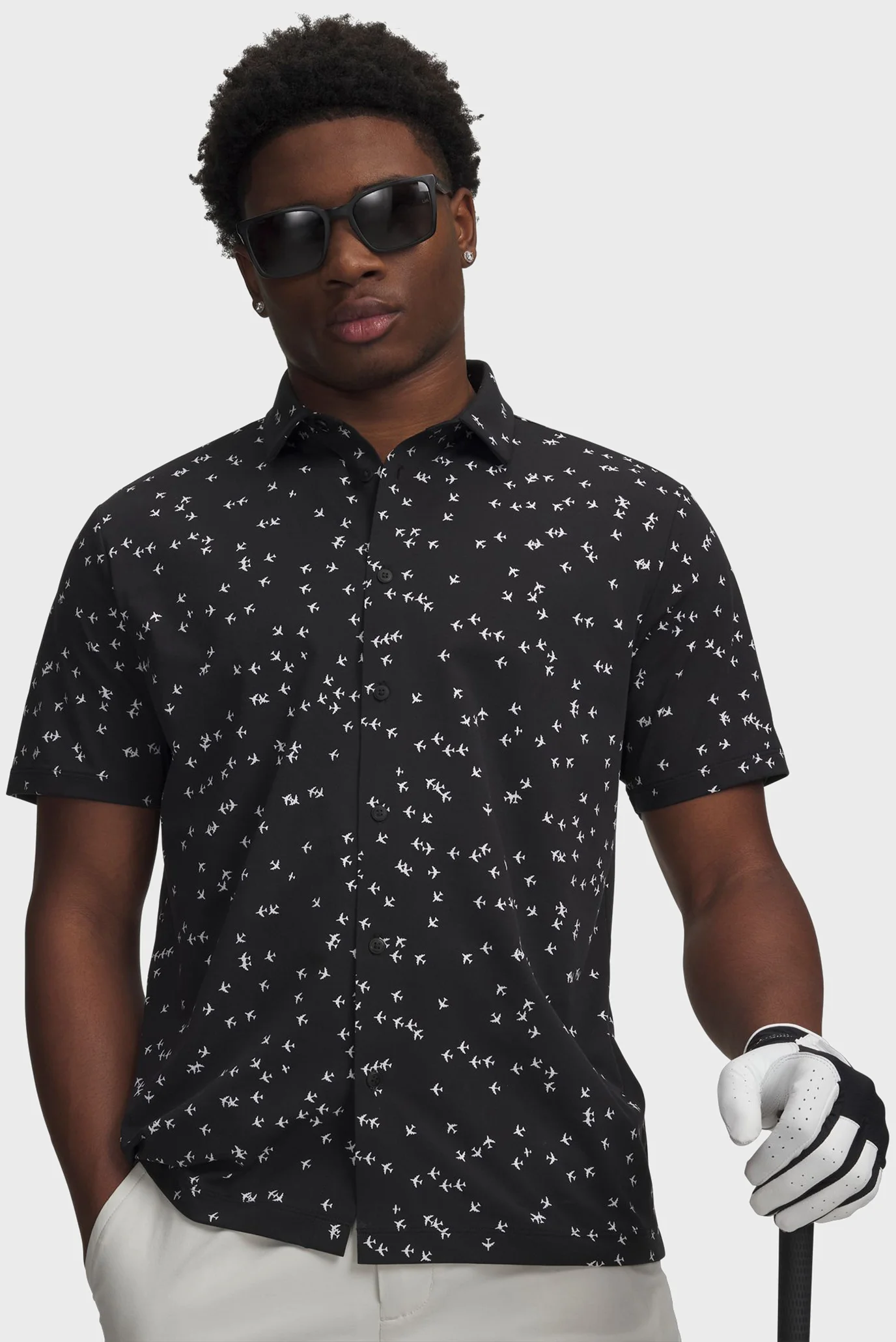 Чоловіча чорна сорочка з візерунком ArmourDry Golf Trip BD Shirt
