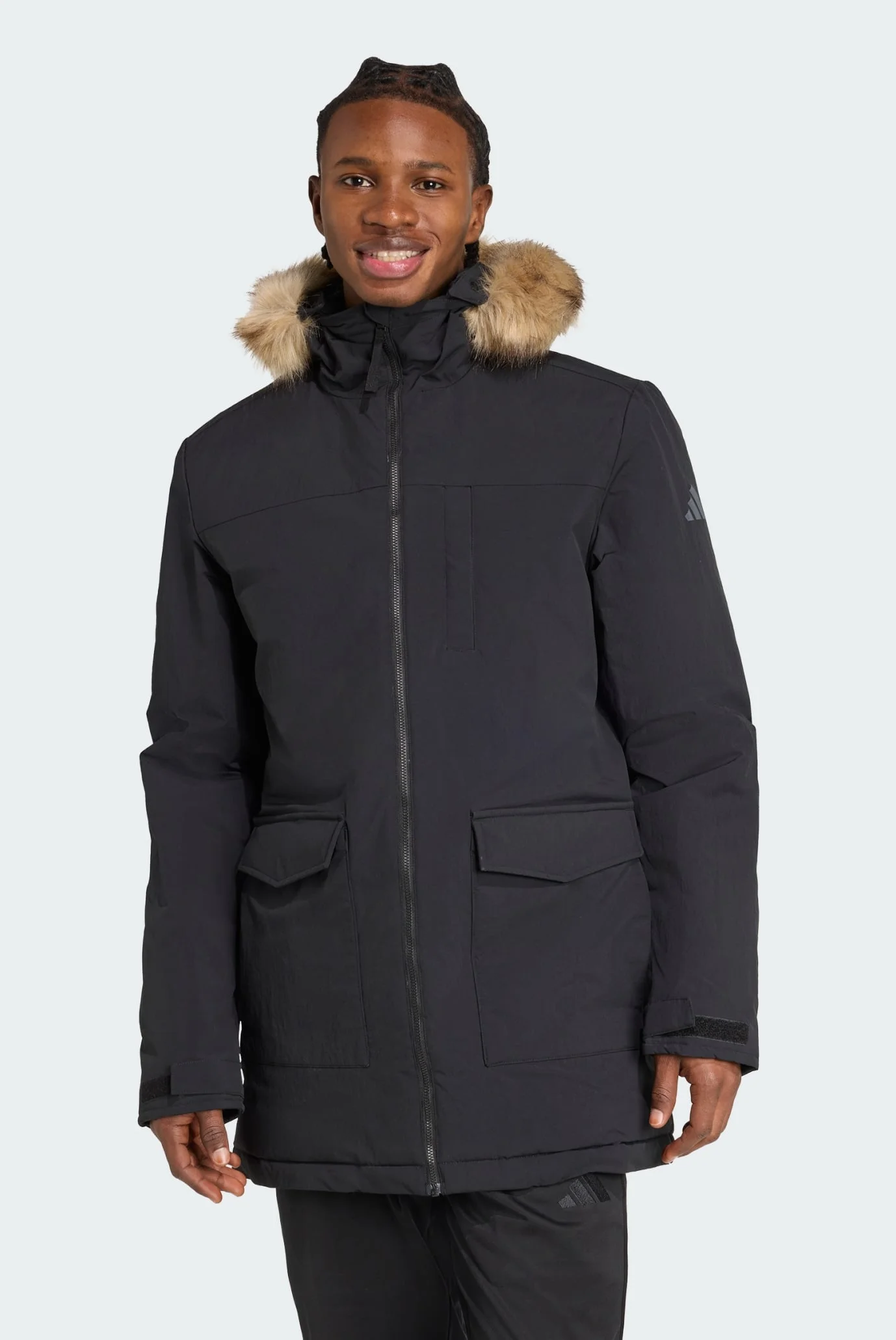 Мужская черная парка Paveric Climawarm Fur adidas JM3919 — MD-Fashion