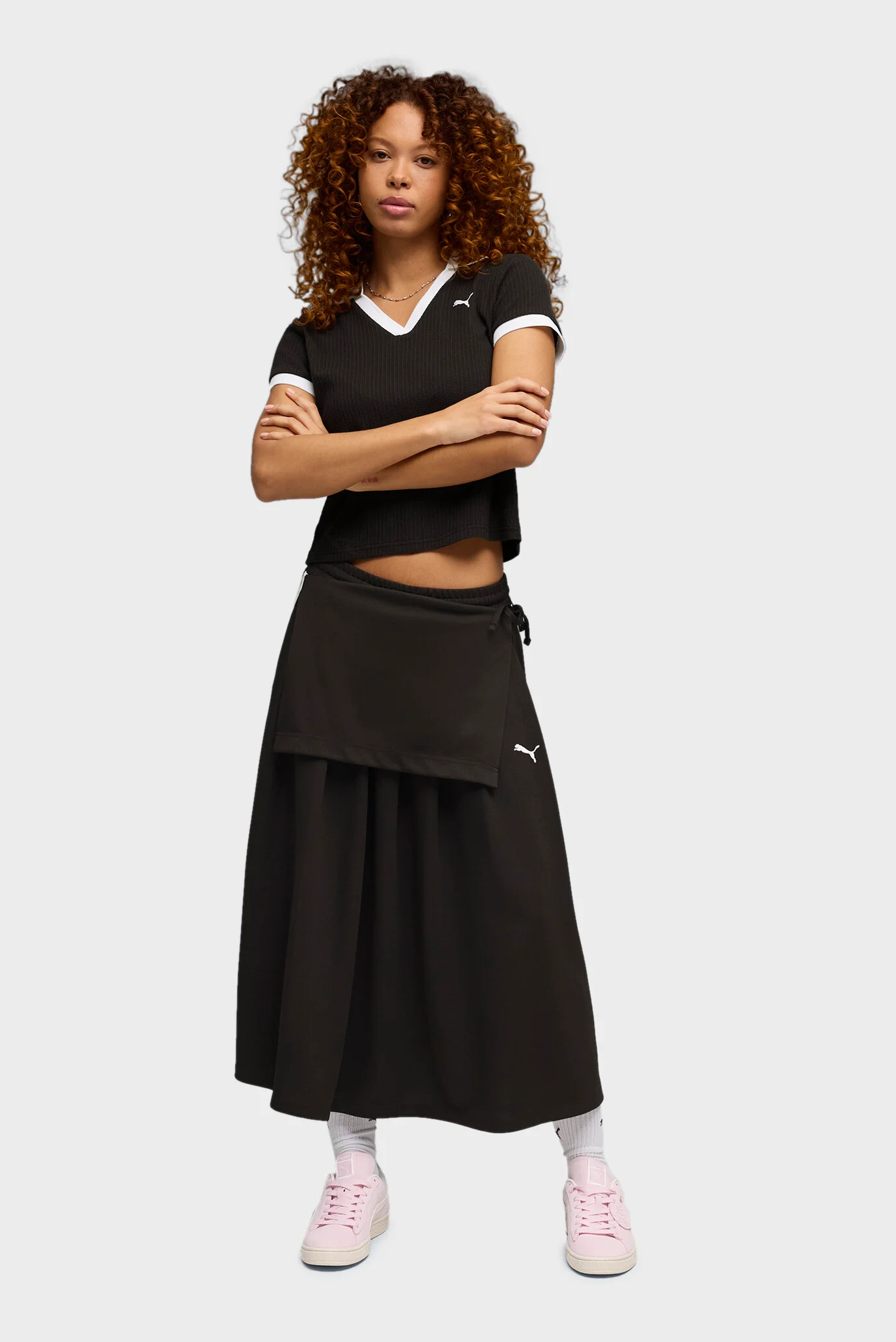 Женская черная юбка T7 Midi Pleated Skirt Women PUMA 634622_01