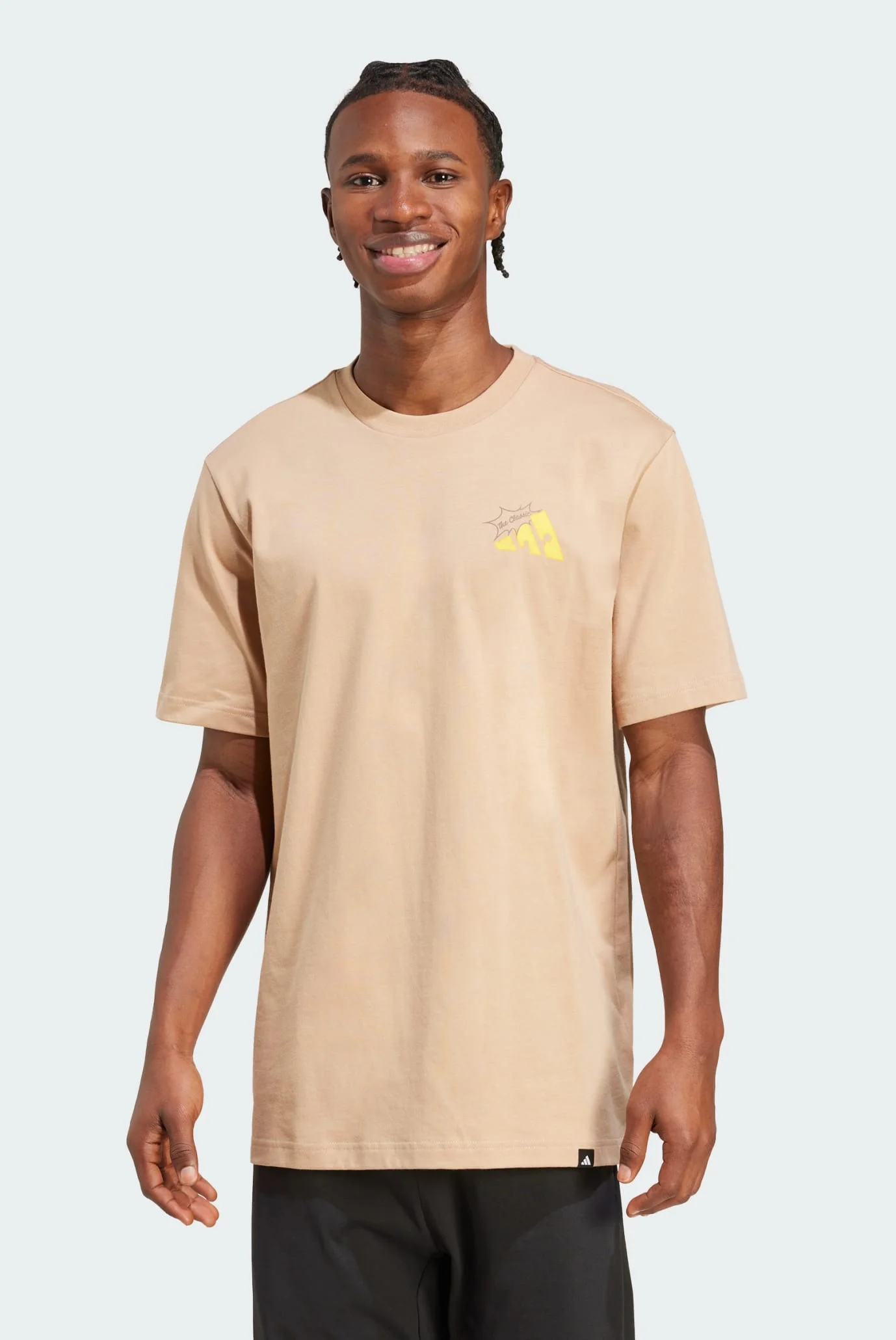 Мужская бежевая футболка Food Grilled Cheese Graphic adidas JM6461