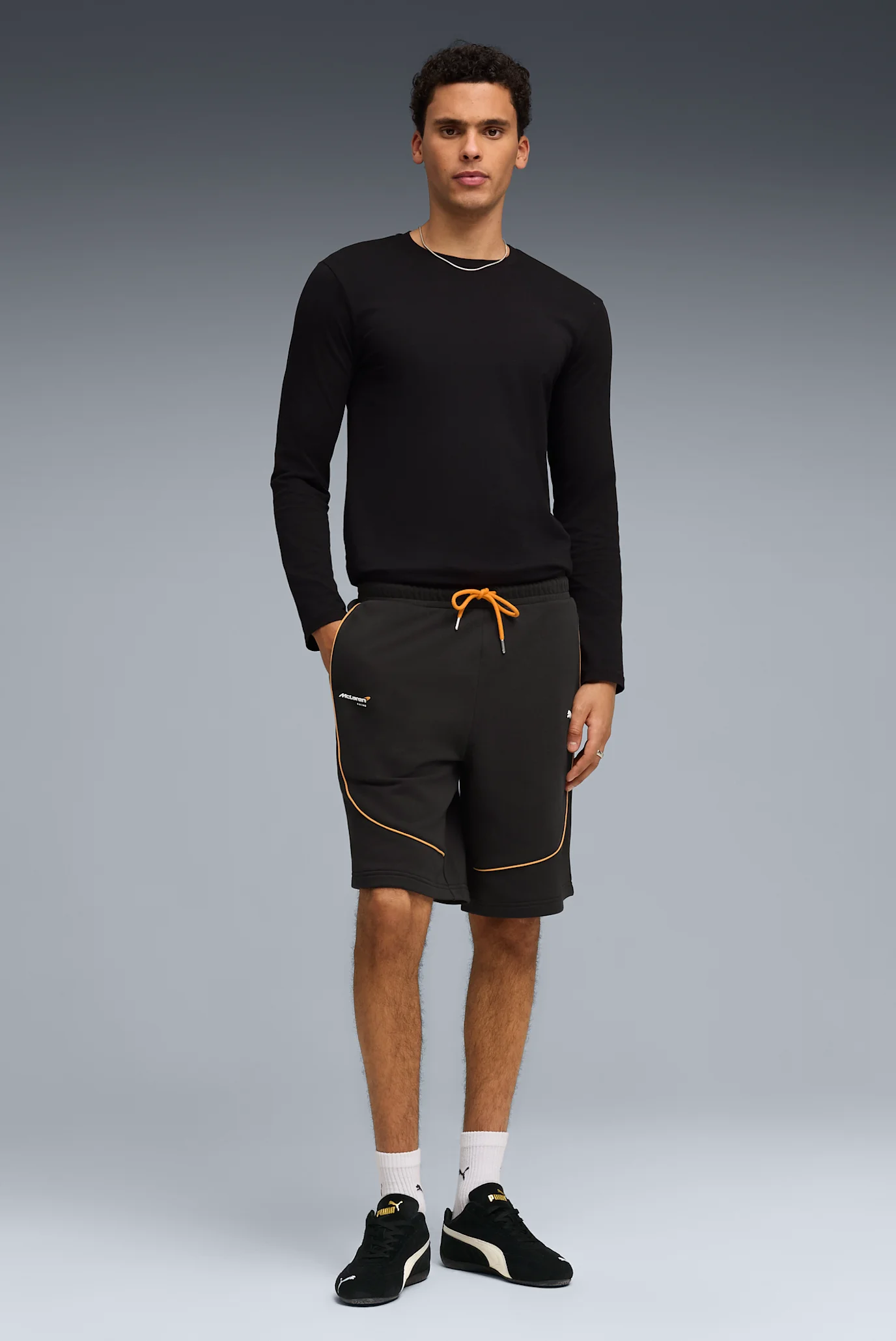 Мужские черные шорты McLAREN RACING Shorts Men PUMA 637522_01 — MD
