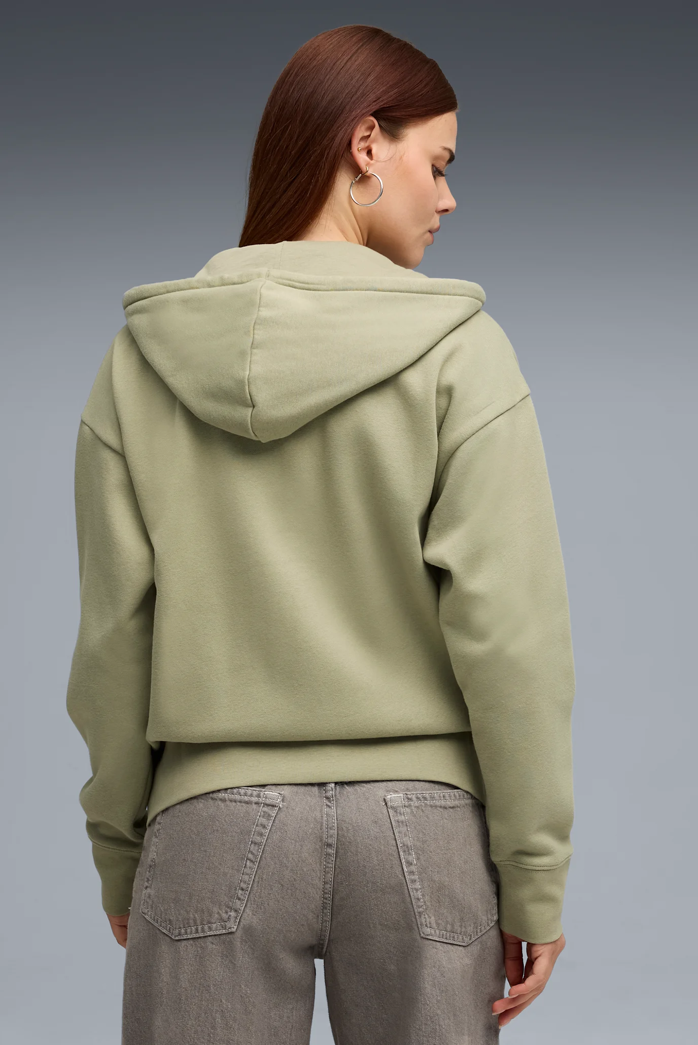 Женское оливковое худи HER Relaxed Full-Zip Hoodie Women PUMA