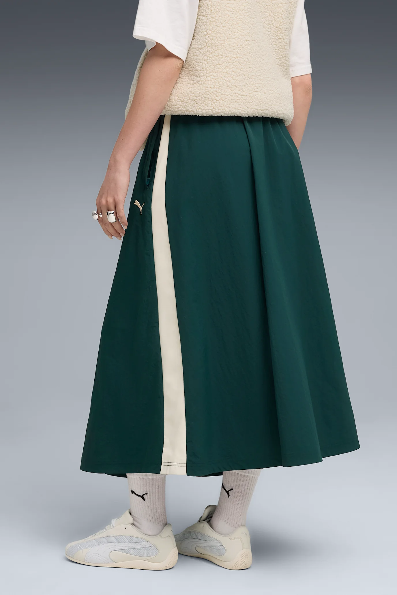 Женская темно-зеленая юбка T7 Woven Midi Skirt Women PUMA