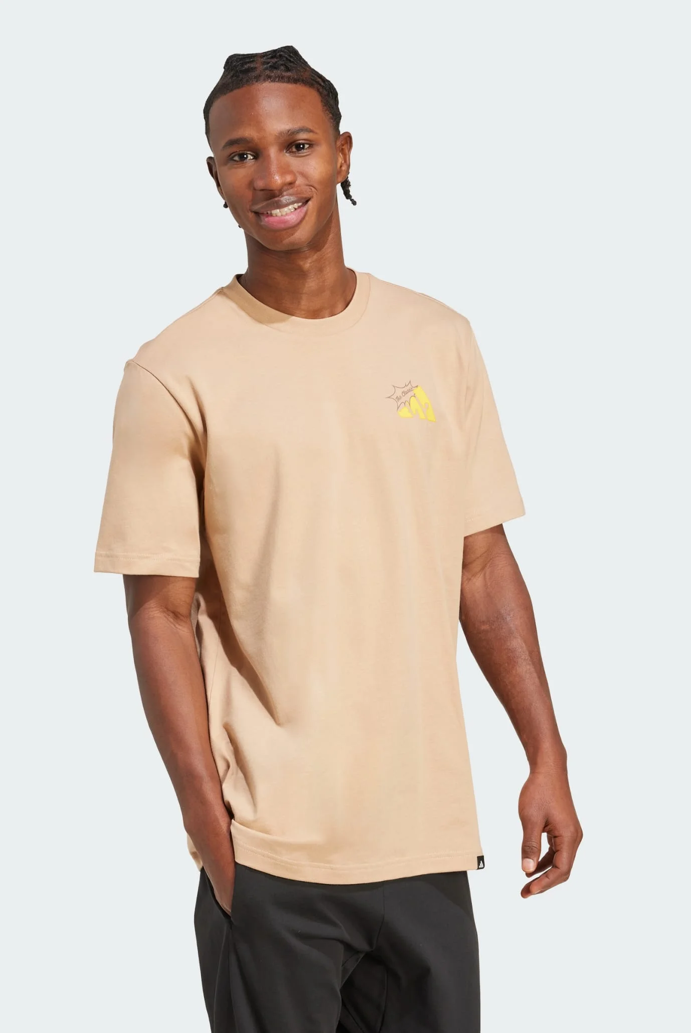 Мужская бежевая футболка Food Grilled Cheese Graphic adidas JM6461