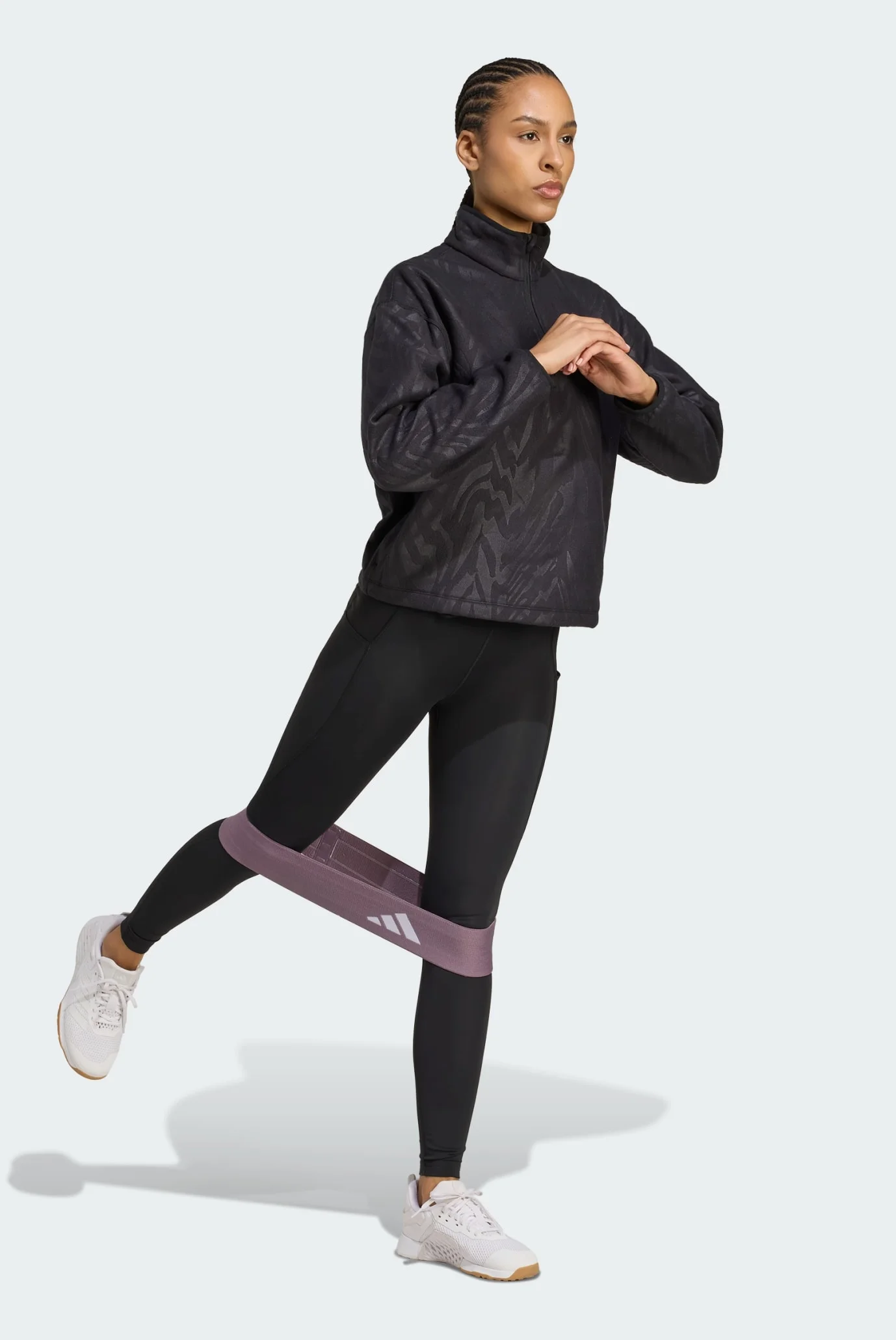 Женская черная спортивная кофта с узором AOP Polar Fleece adidas