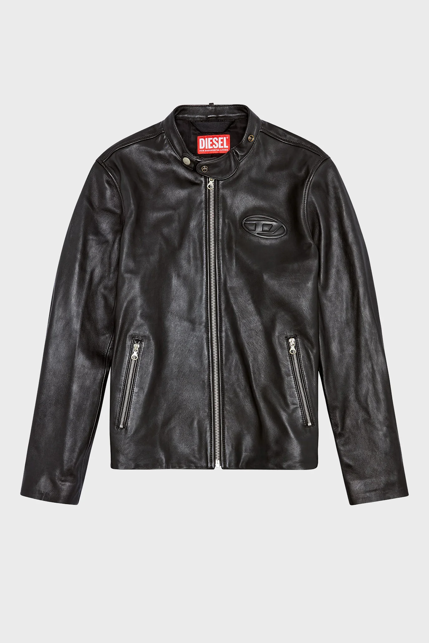 Мужская черная кожаная куртка L-METALO JACKET Diesel A10627 0AJIR