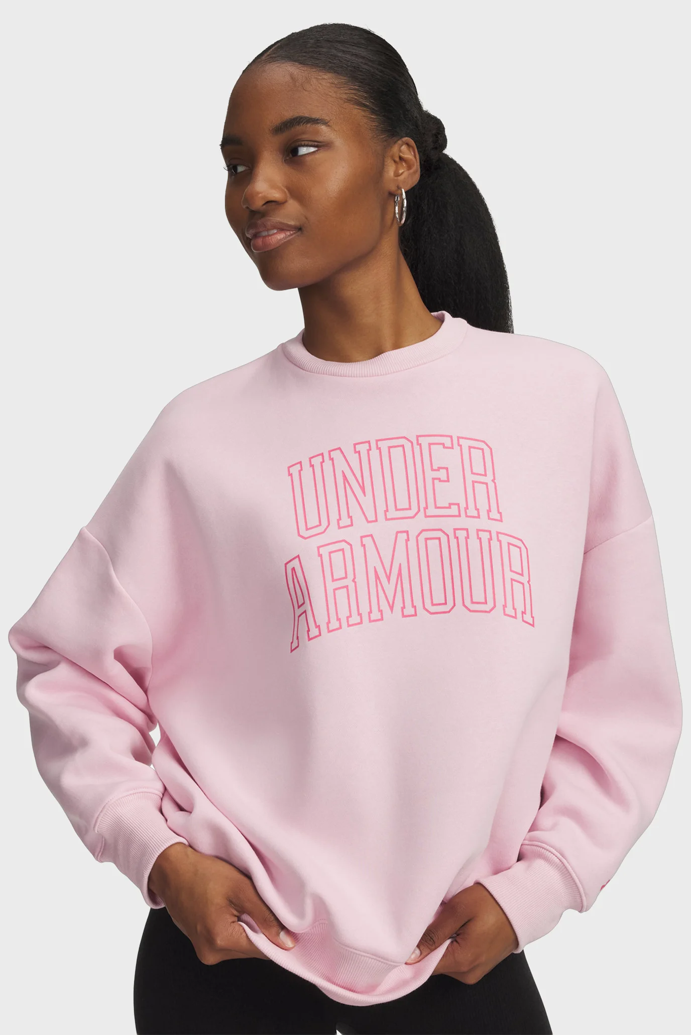 rosy monster   スウェット Женский розовый свитшот Rival Flc OS Varsity Crew Under Armour
