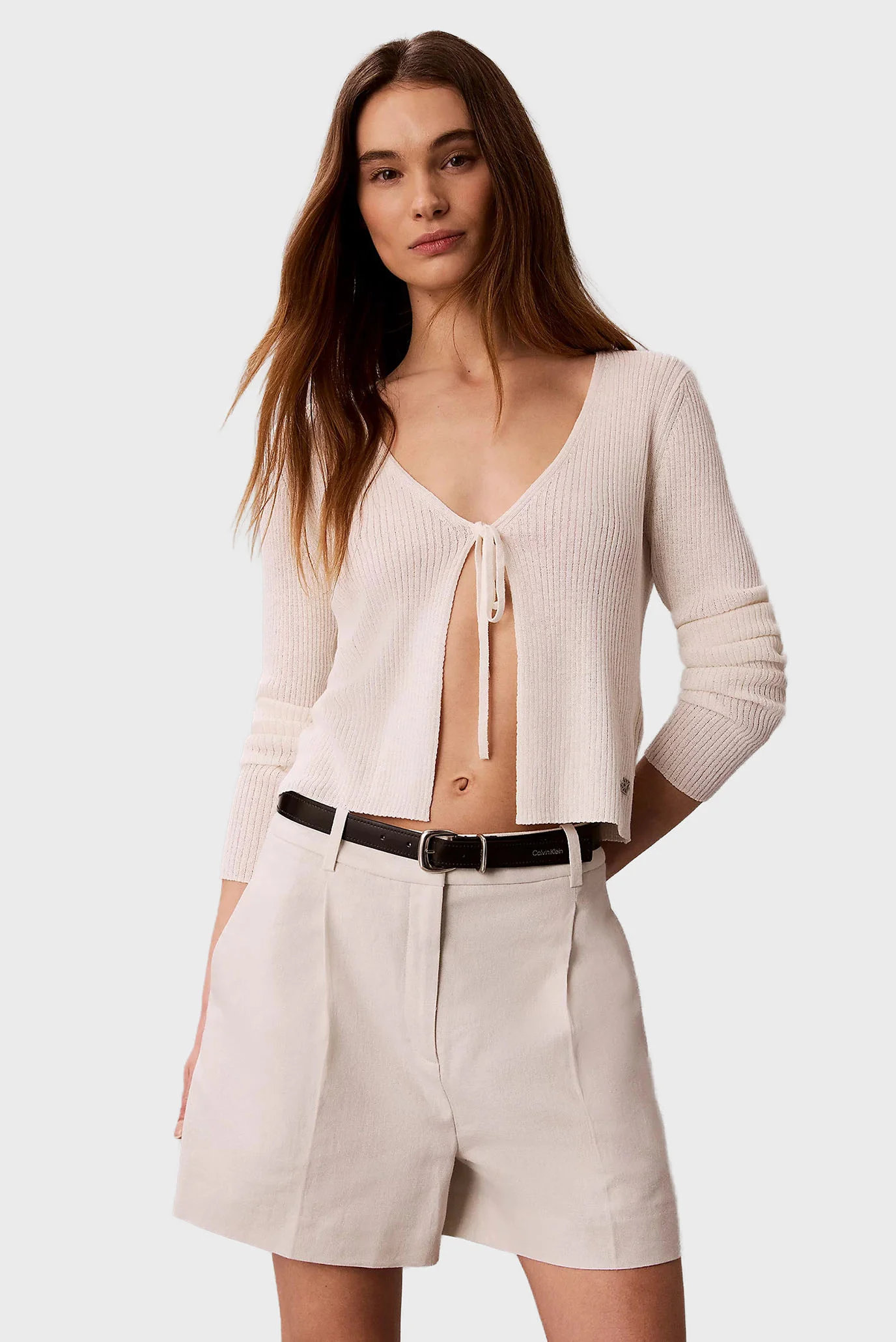Жіночі бежеві лляні шорти ENTRY PP Calvin Klein Jeans LV047F632G